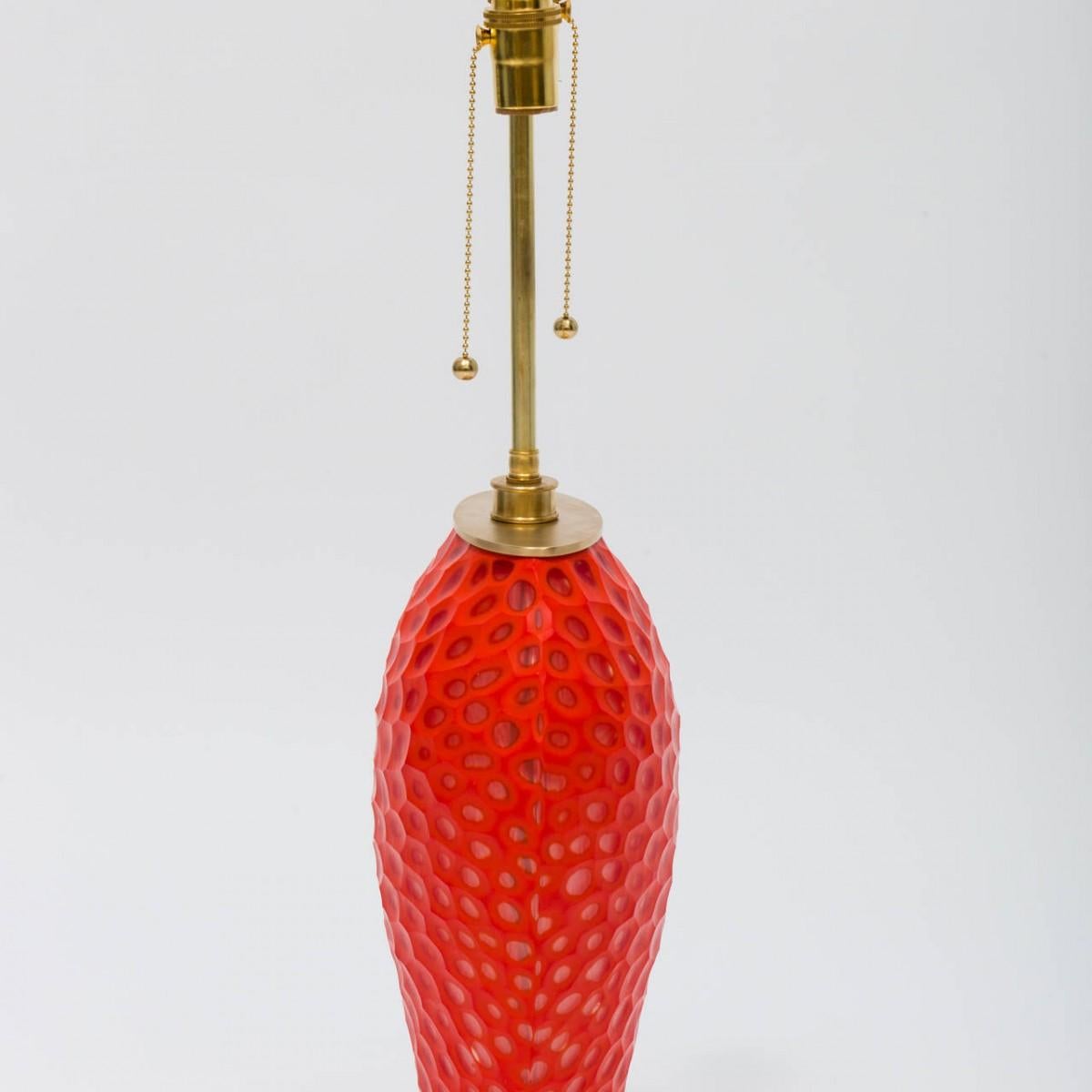 Single Orange Art Glass Table Lamp In Good Condition For Sale In Tarrytown, NY