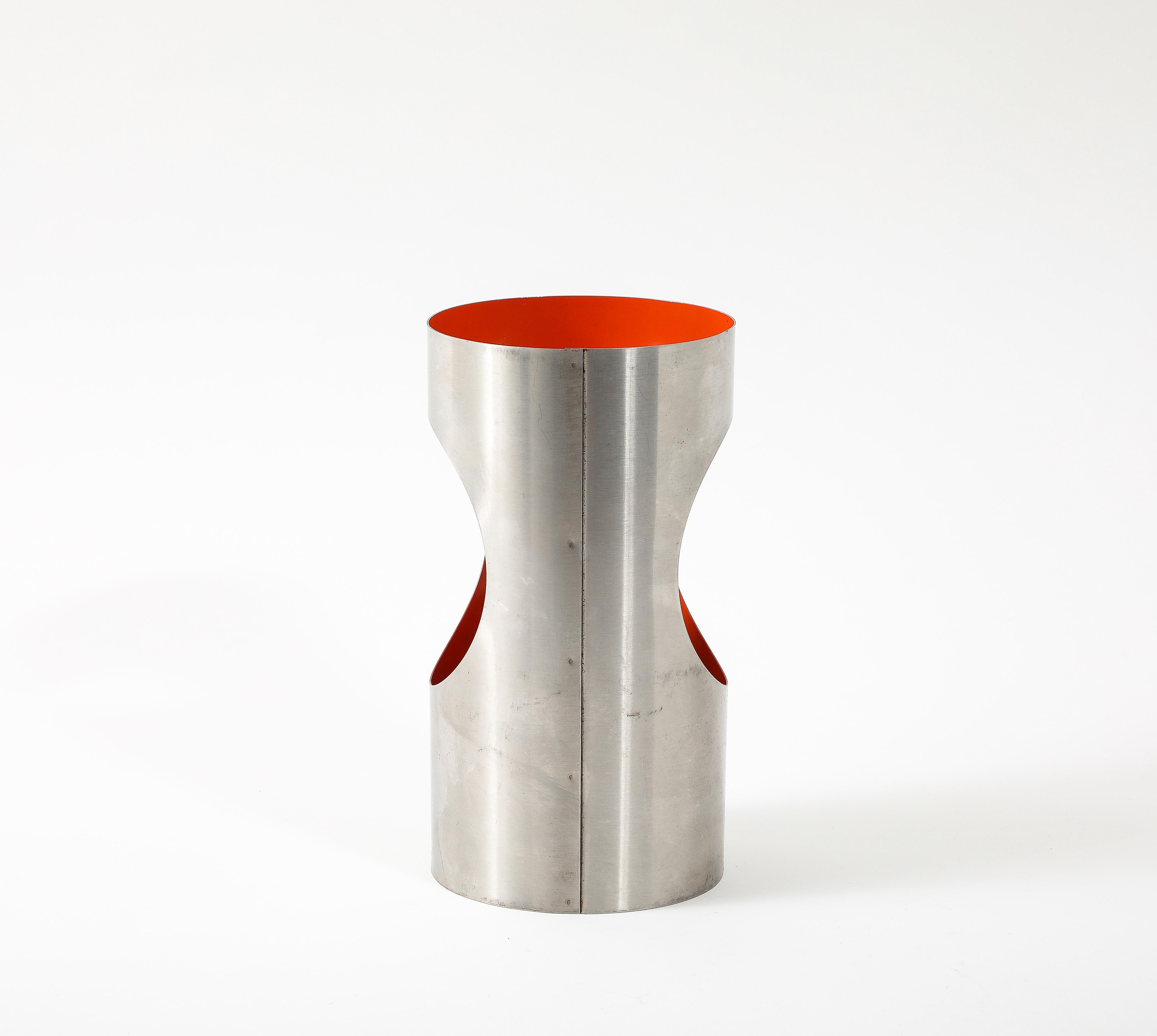 Sconce singole a cilindro arancione rosso A Space Age, Francia, anni '70 in vendita 7