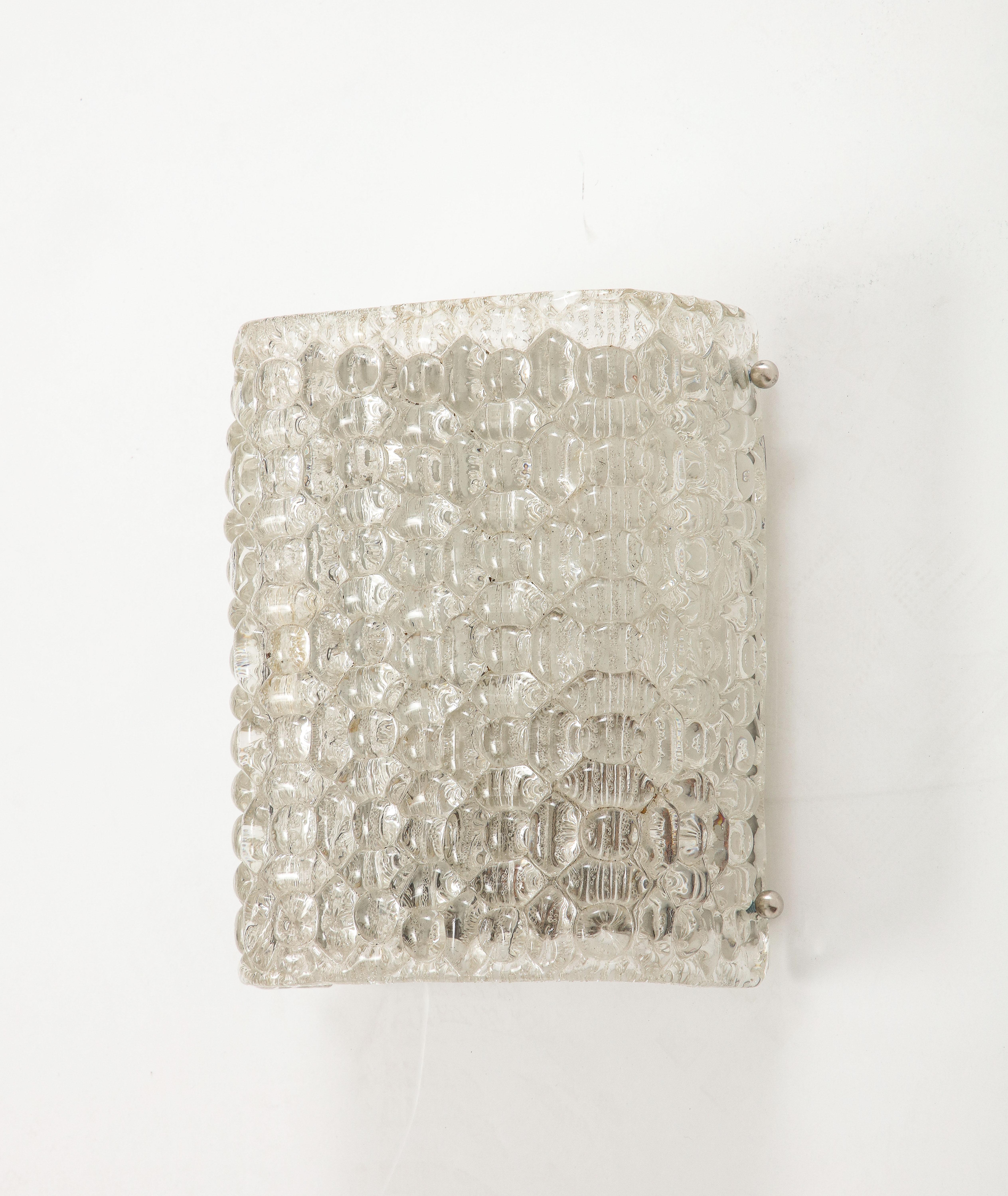 Single, Orrefors Bubbled Crystal Sconce In Good Condition For Sale In New York, NY