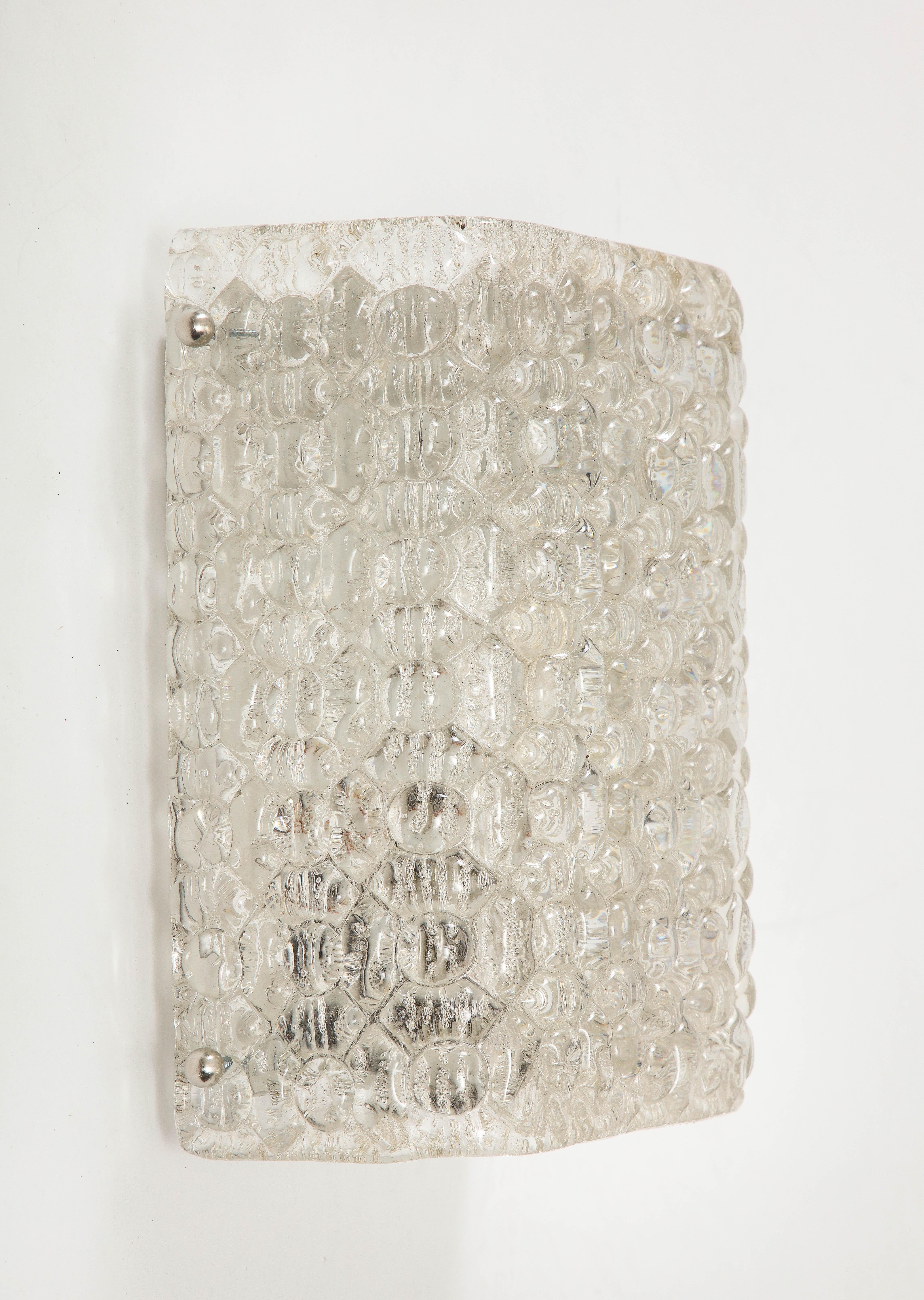 20th Century Single, Orrefors Bubbled Crystal Sconce For Sale