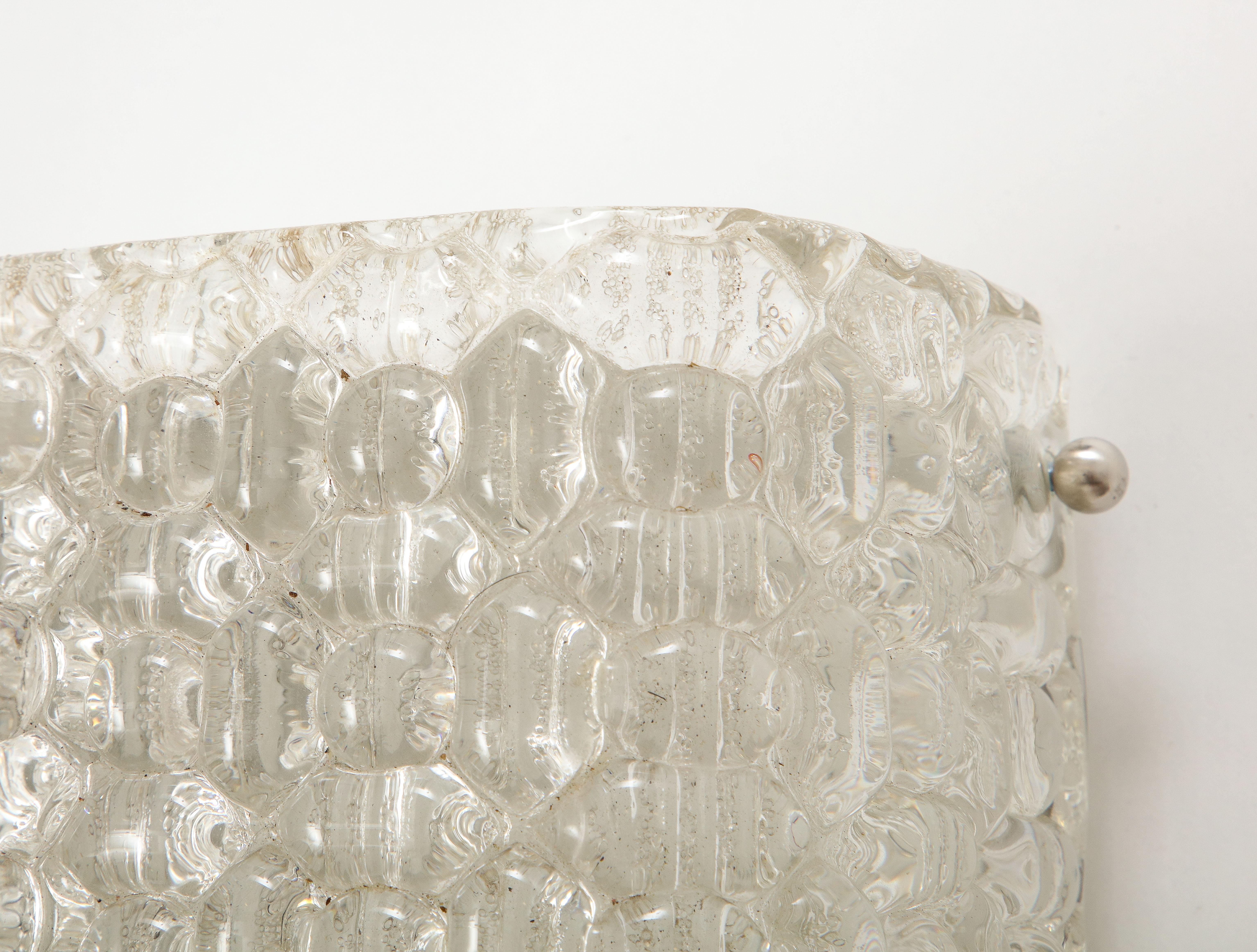 Metal Single, Orrefors Bubbled Crystal Sconce For Sale