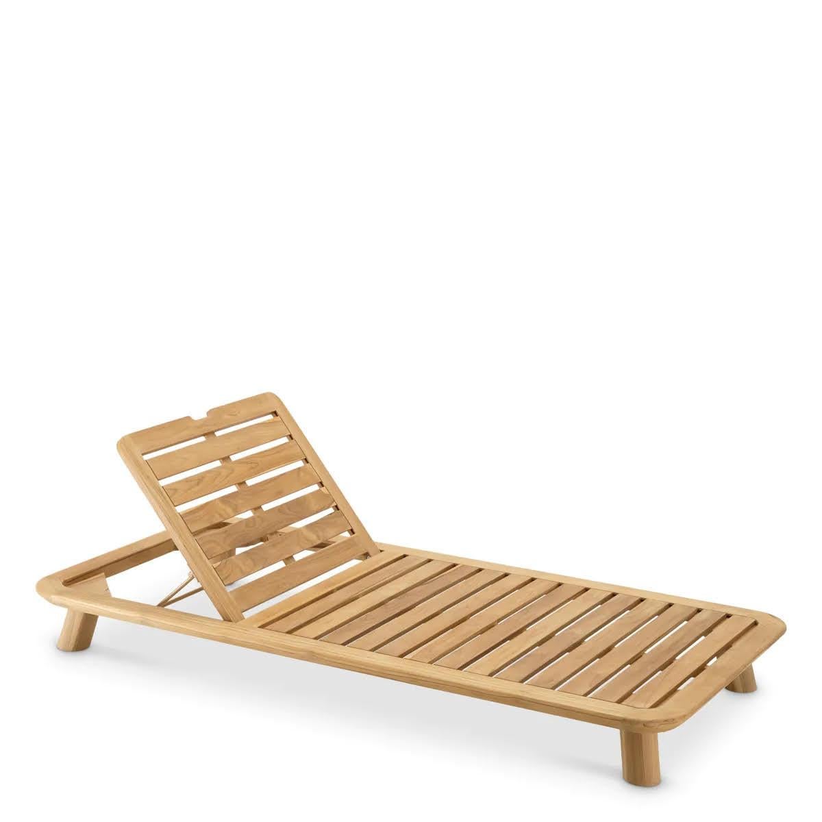 XXIe siècle et contemporain Lit de jour simple pour l'extérieur, teck naturel, tissu couleur sable. en vente