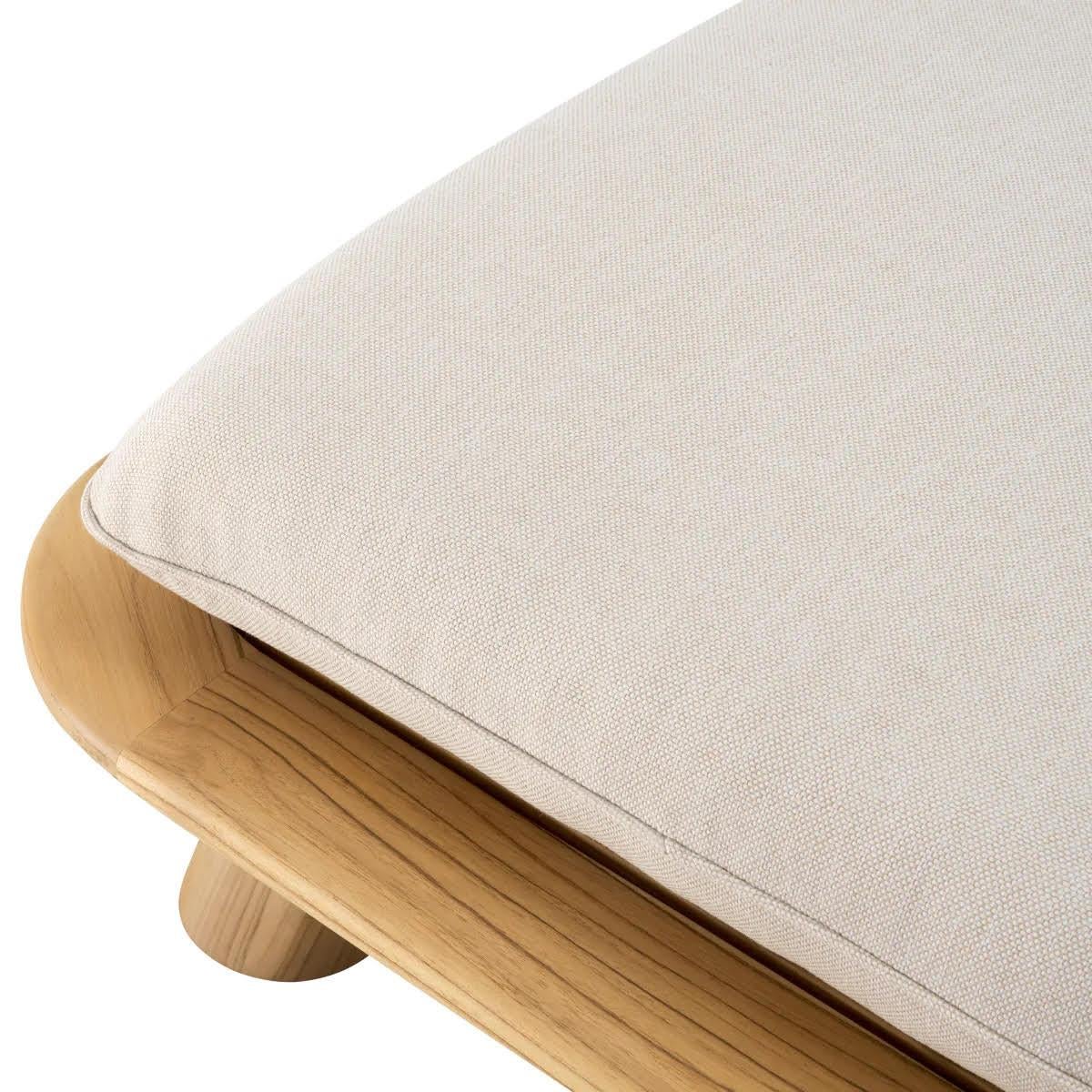 Lit de jour simple pour l'extérieur, teck naturel, tissu couleur sable. en vente 1