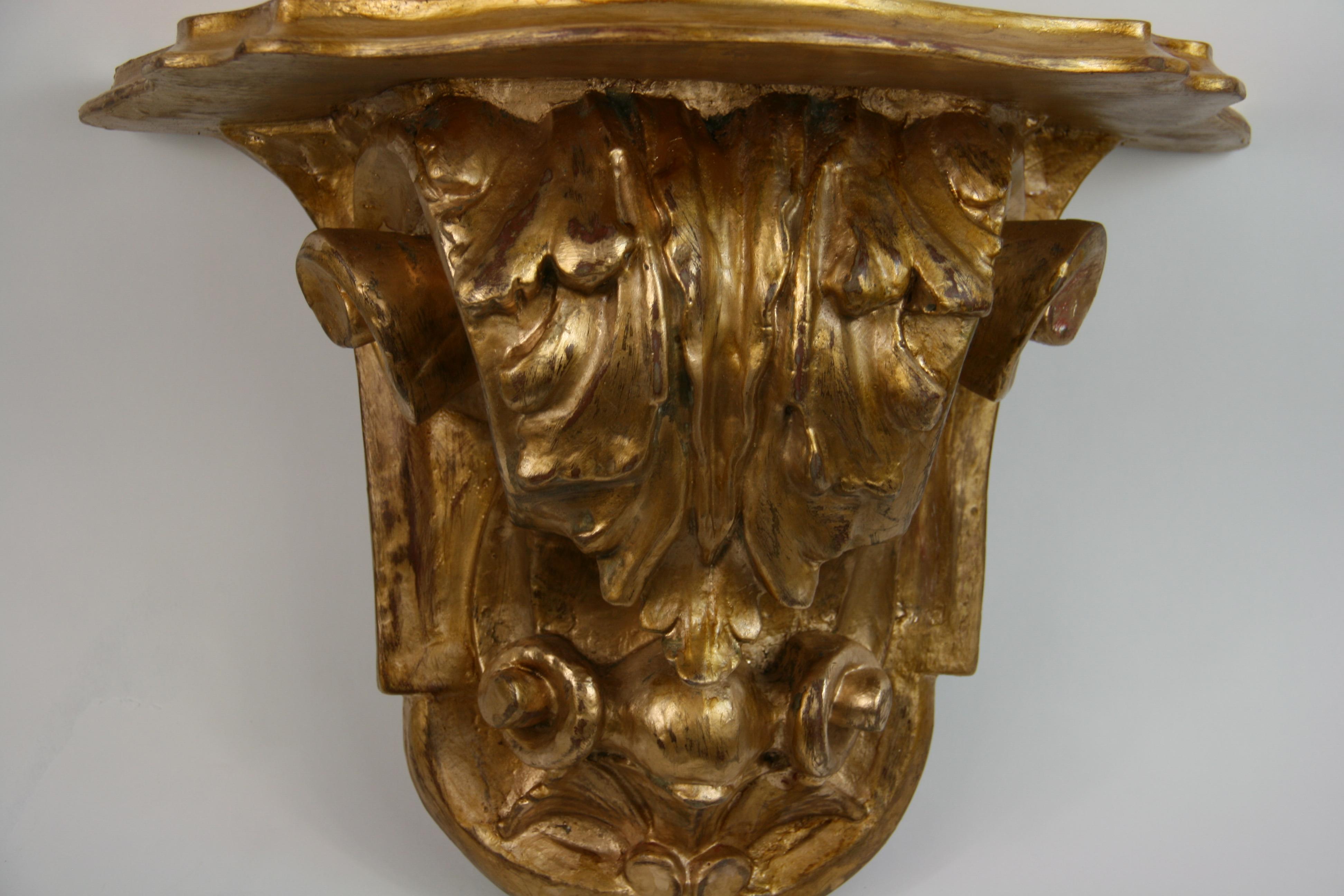 Mid-20th Century Single Oversized Gilt Wall Bracket For Sale