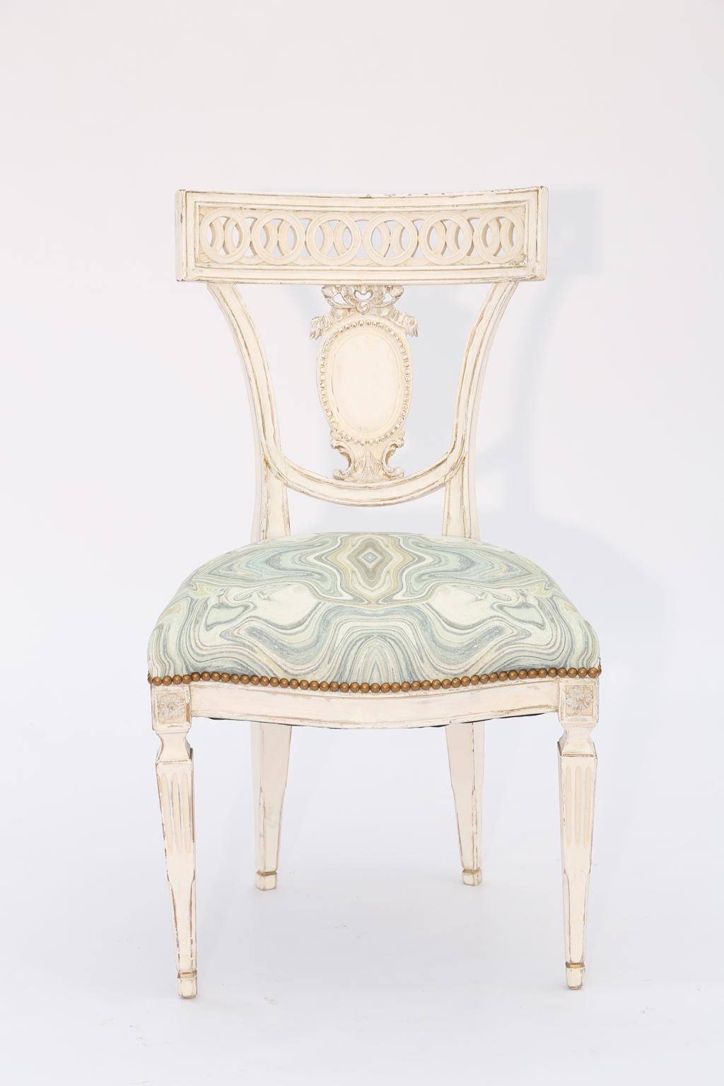 Wood Single Painted Italian Classical Style Side Chair