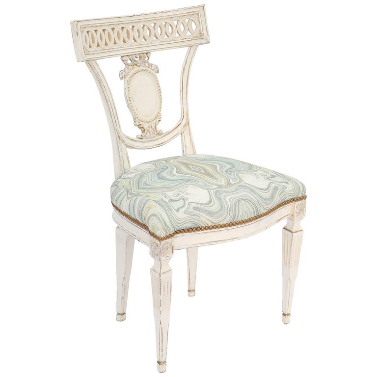 Single Painted Italian Classical Style Side Chair For Sale at 1stdibs