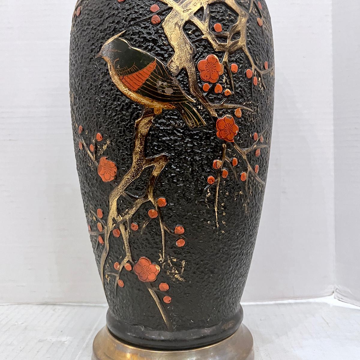 Single Painted Porcelain Lamp In Good Condition For Sale In New York, NY