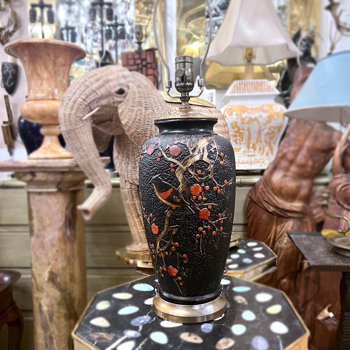 Single Painted Porcelain Lamp For Sale 1