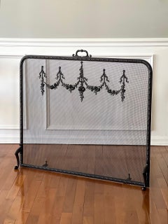 Single Panel Bronzed Brass Fireplace Screen by Stone Manufacturing Company