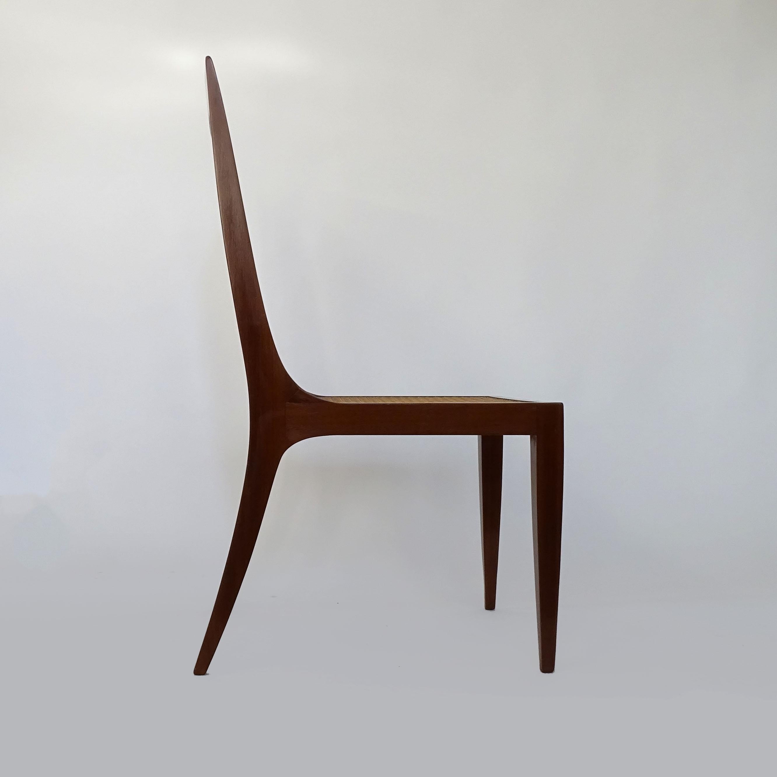 Splendid Single Paolo Buffa Double Canework and Wood Chair, Italy 1950s