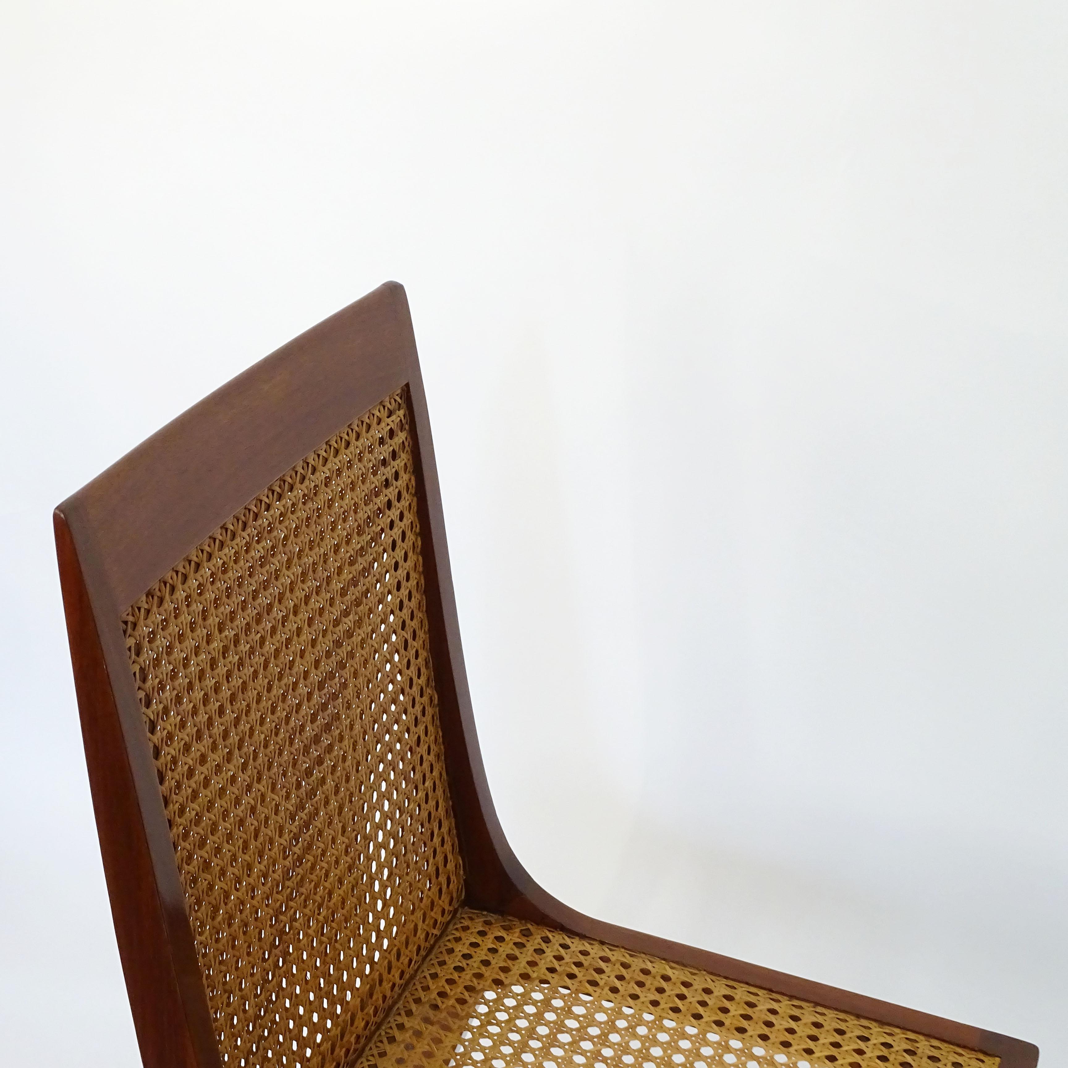 Italian Single Paolo Buffa Canework and Wood Chair, Italy 1950s