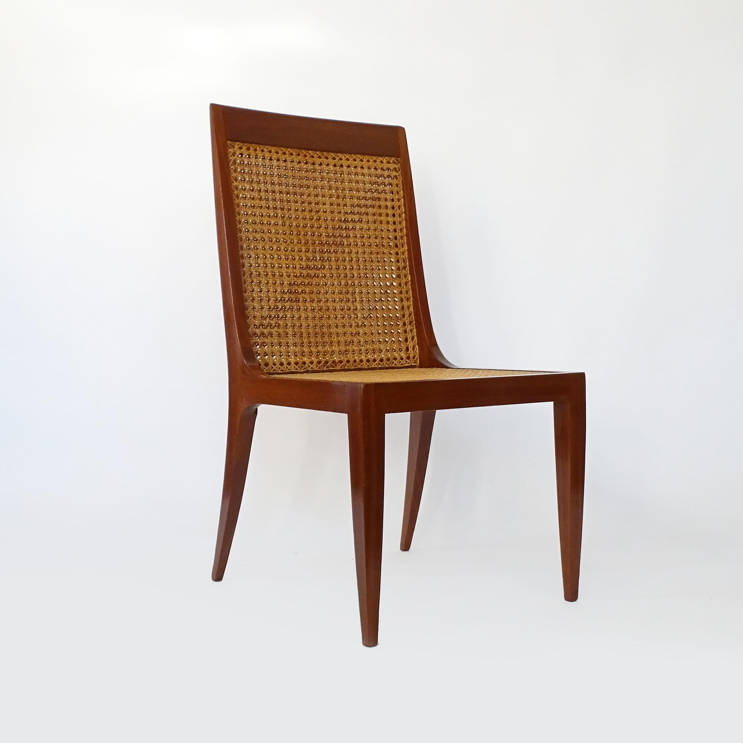 Single Paolo Buffa Canework and Wood Chair, Italy 1950s In Good Condition In Milan, IT