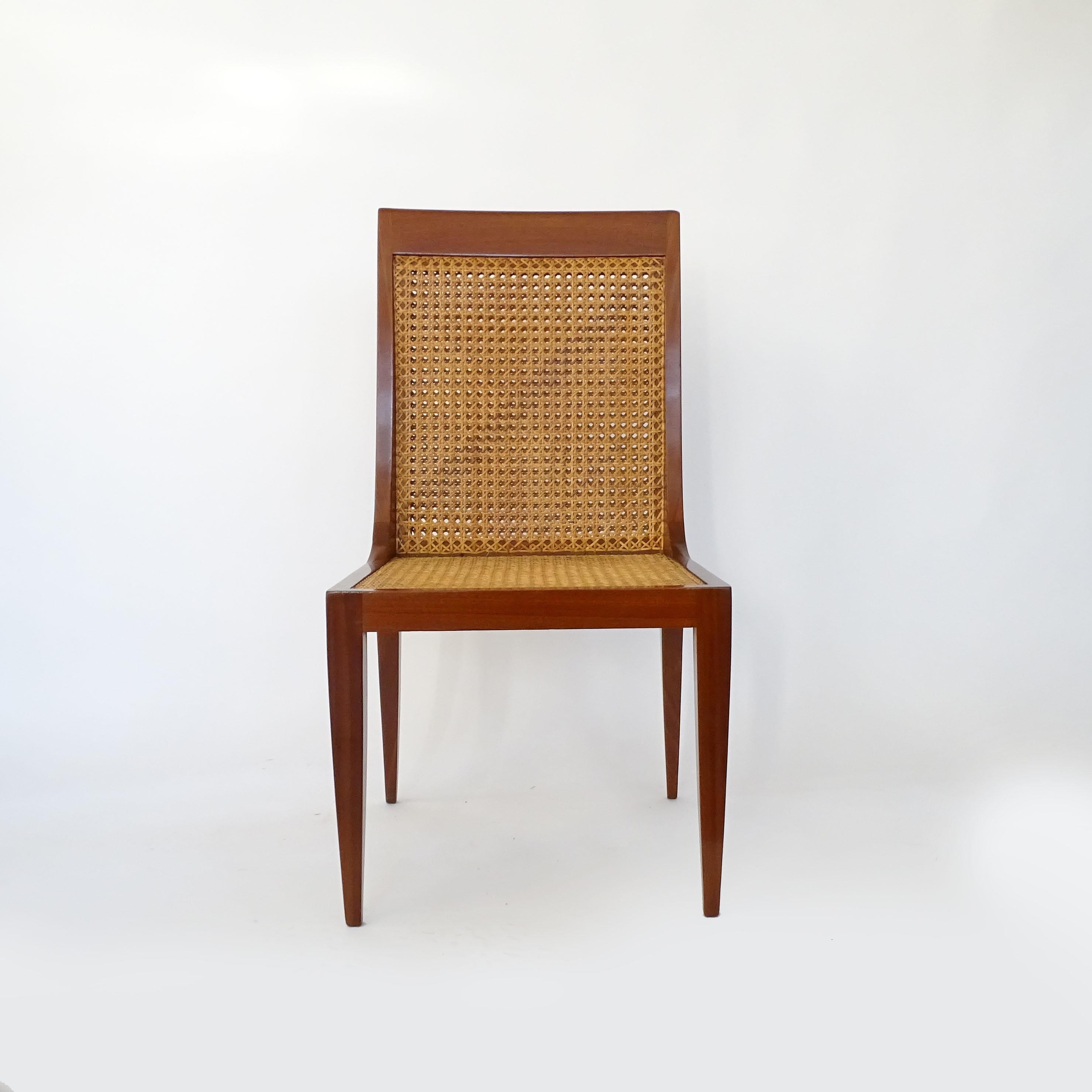 Mid-20th Century Single Paolo Buffa Canework and Wood Chair, Italy 1950s
