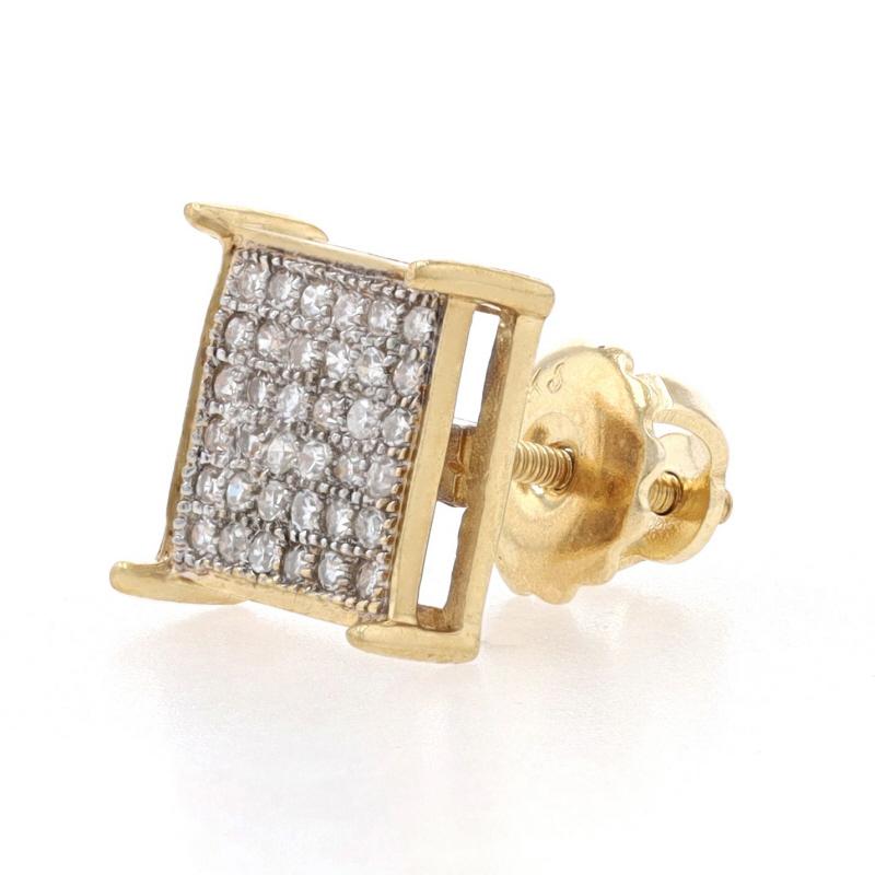 Single Cut SINGLE Pave Diamond Cluster Stud Earring - Yellow Gold 10k .18ctw One Pierced For Sale