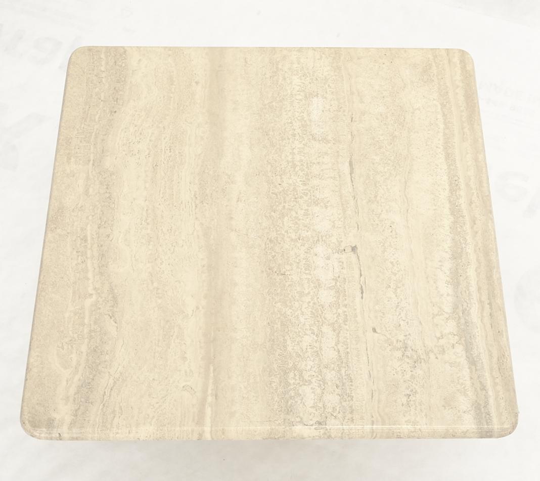 Mid-Century Modern Single Pedestal Square Travertine Coffee Side End Occational Table For Sale