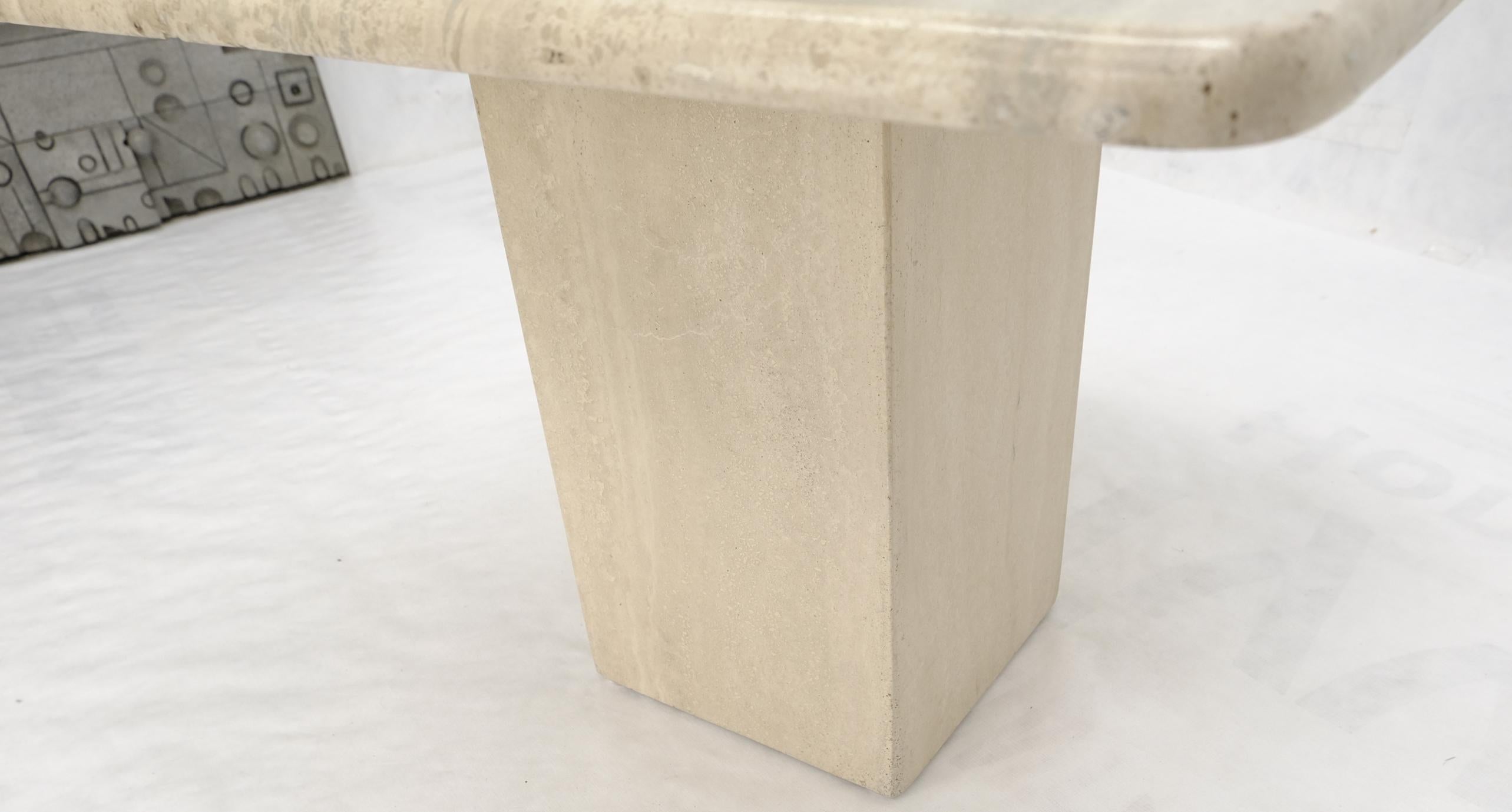 Single Pedestal Square Travertine Coffee Side End Occational Table For Sale 2