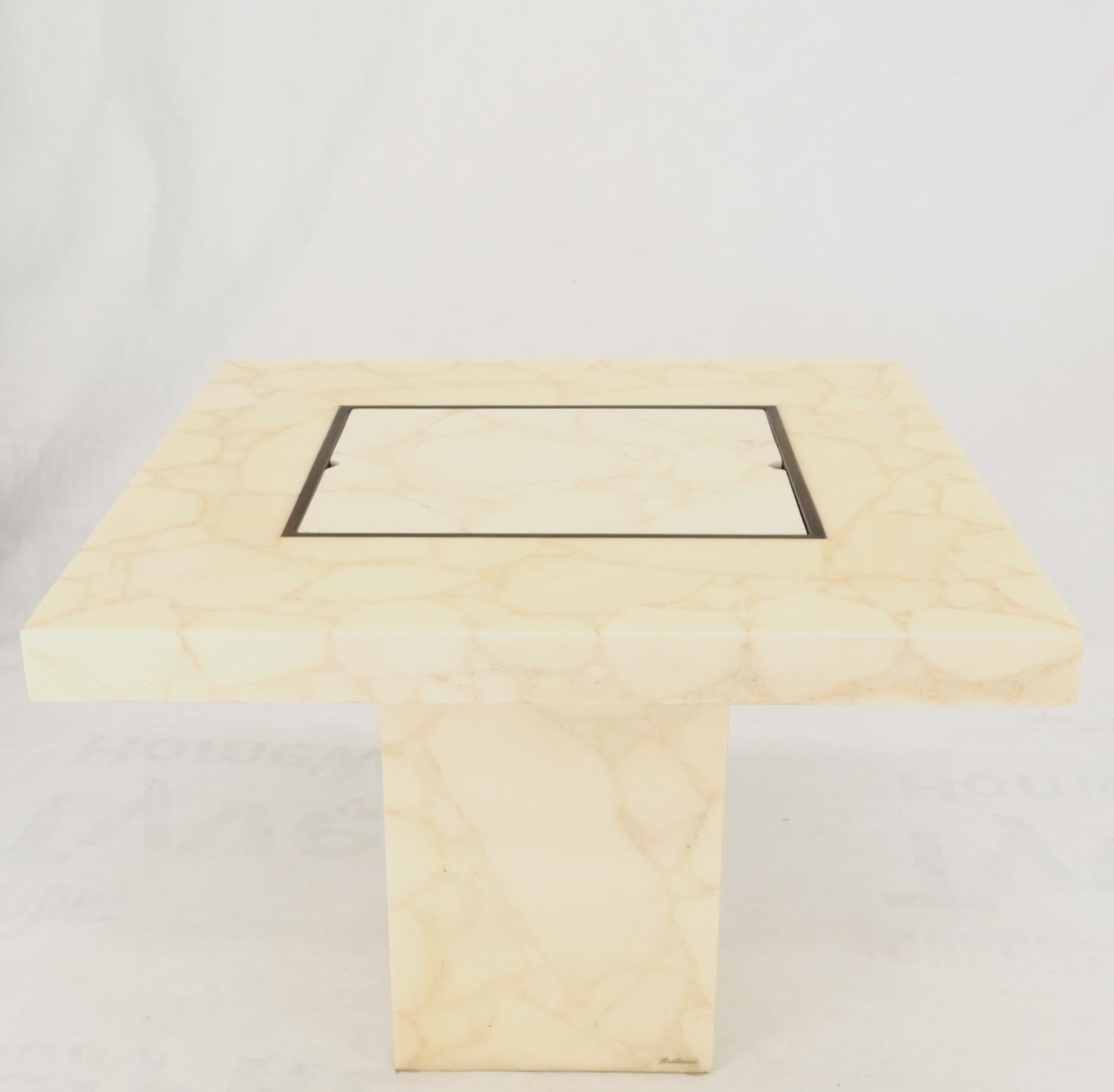 Single Pedestal Base Marble Square Dining Game Table Flip Top Chess Board 8