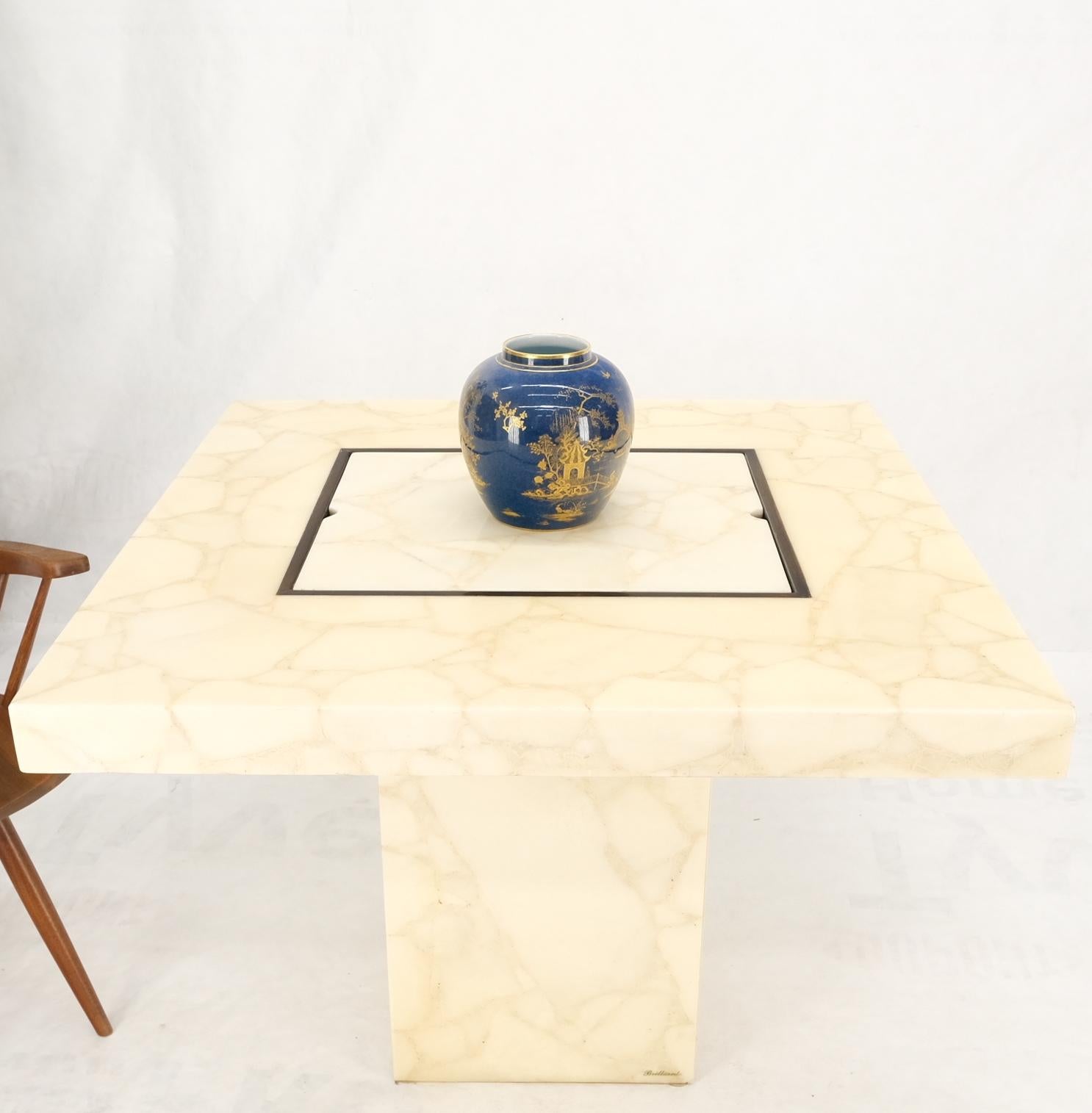 Single Pedestal Base Marble Square Dining Game Table Flip Top Chess Board 9