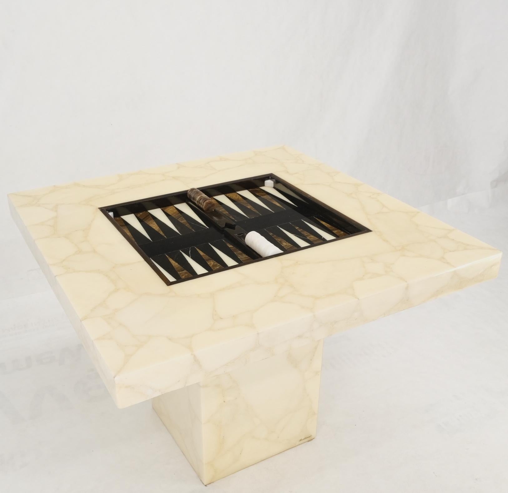 20th Century Single Pedestal Base Marble Square Dining Game Table Flip Top Chess Board