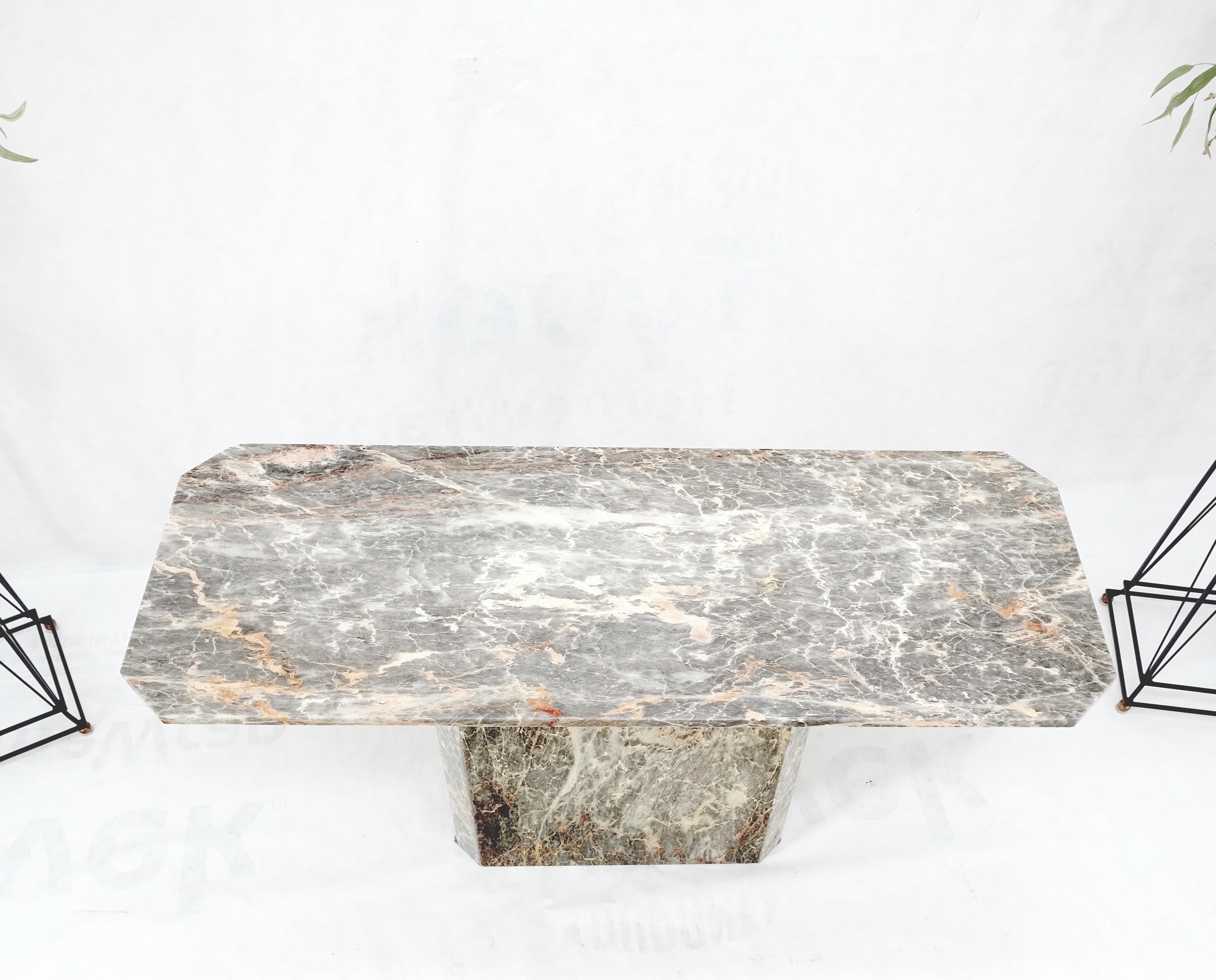 Single Pedestal Grey Italy Marble Top Mid-Century Modern Console Sofa Table Mint For Sale 5