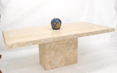 Mesa de Conferencia de Travertino Rectangular de Pedestal Único con Borde "Vivo" Italia