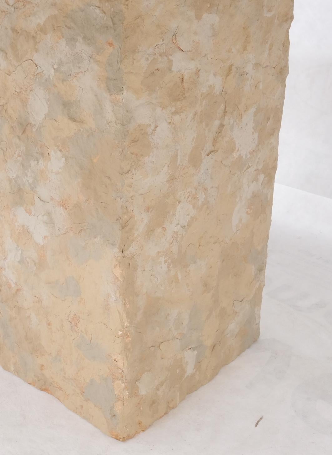 Mid-Century Modern Single Pedestal Rectangle Travertine 