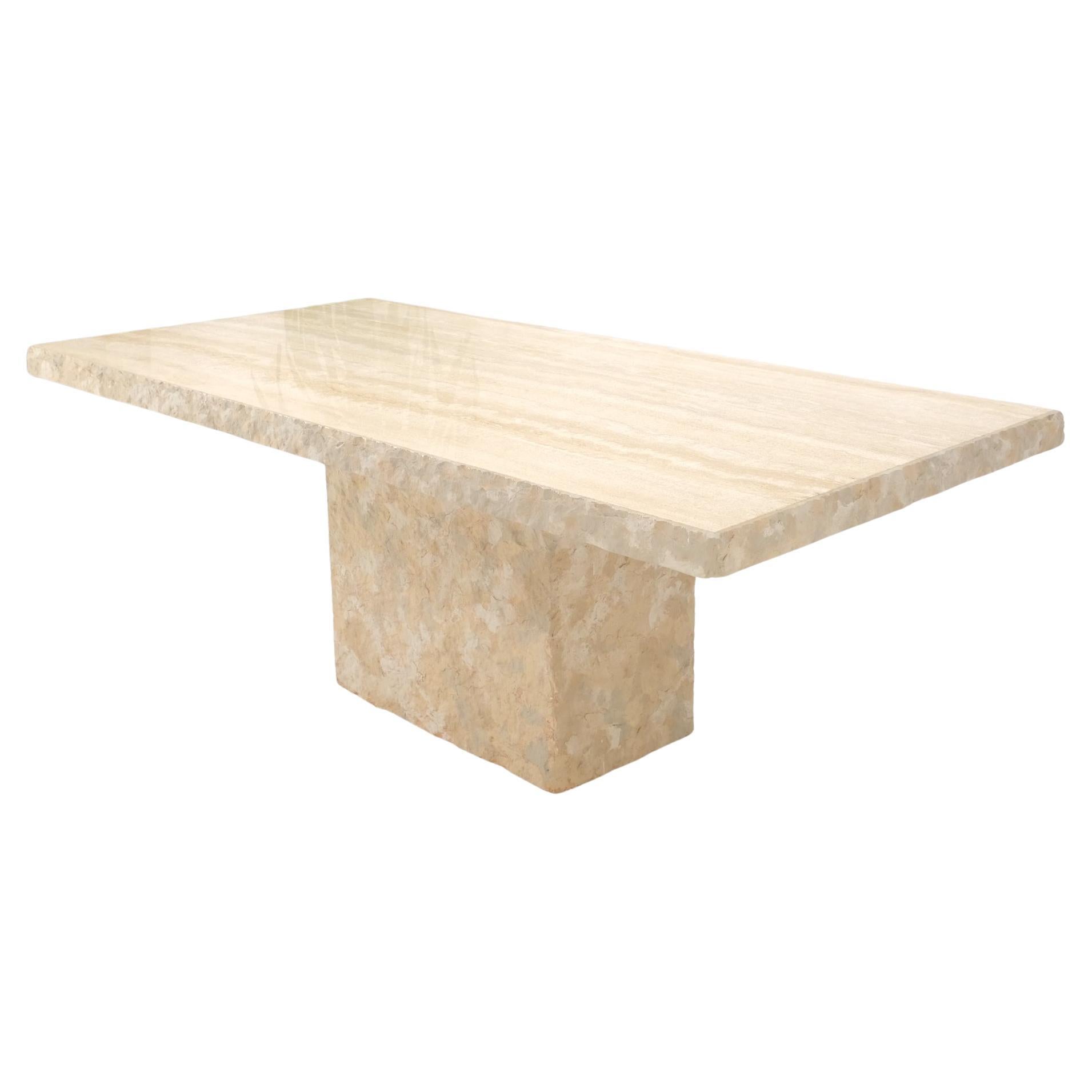 Single Pedestal Rectangle Travertine "Live" Edge Dining Conference Table Italy