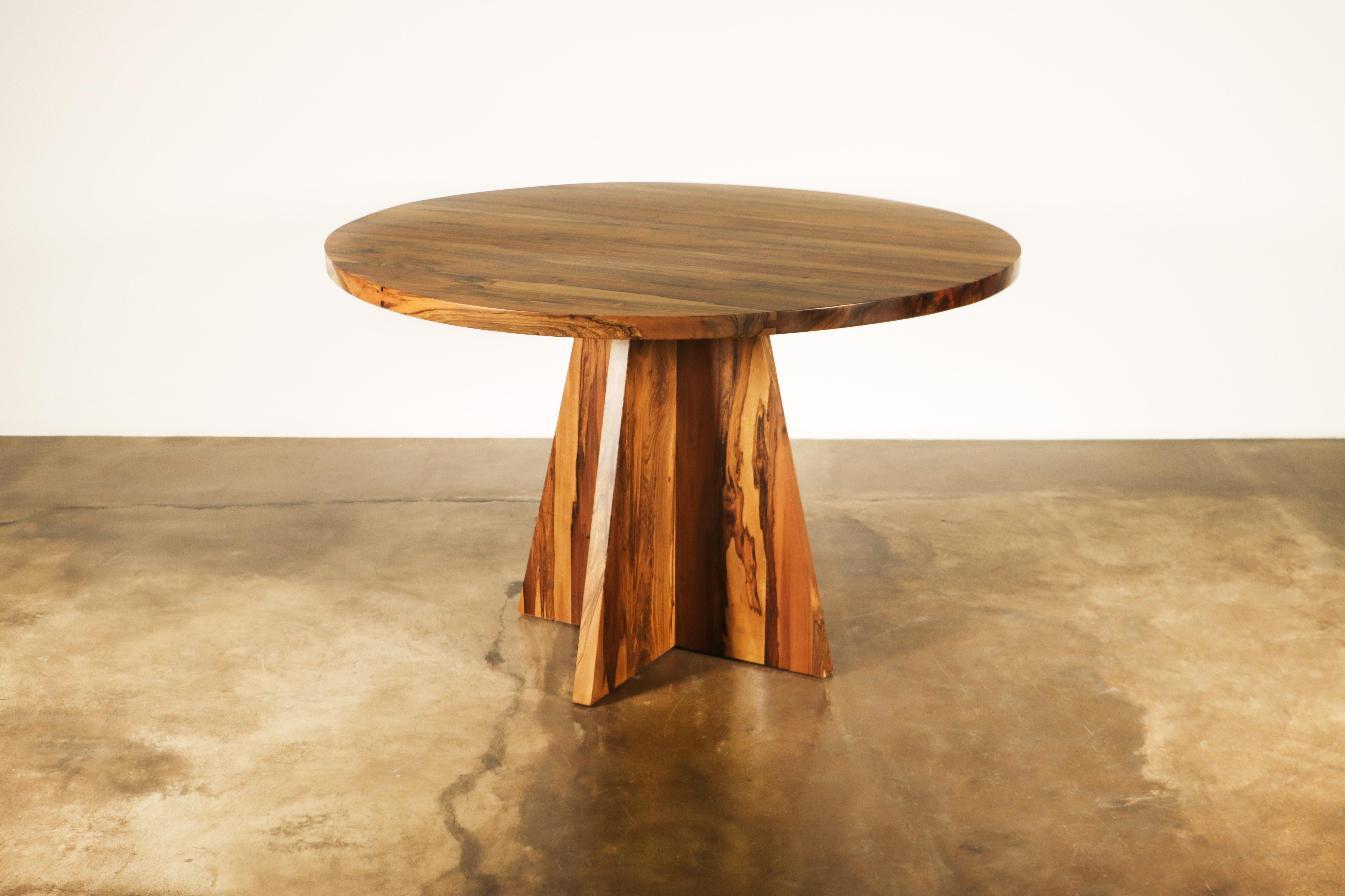 Modern Single Pedestal Solid Argentine Rosewood Round Table by Costantini, Luca For Sale