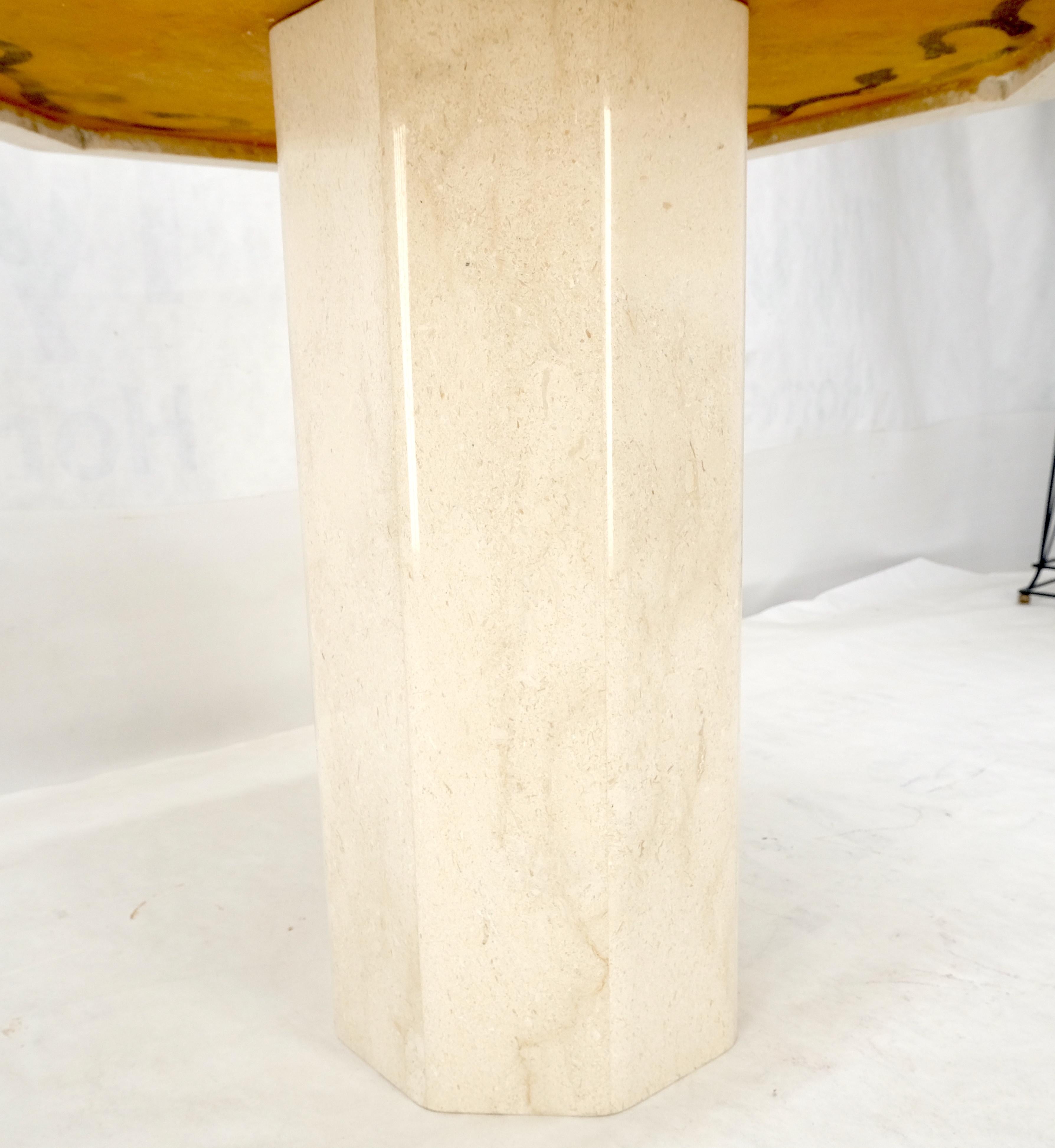 Single Pedestal Solid Italian Marble Inlayed Top Dining Center Game Table MINT For Sale 5