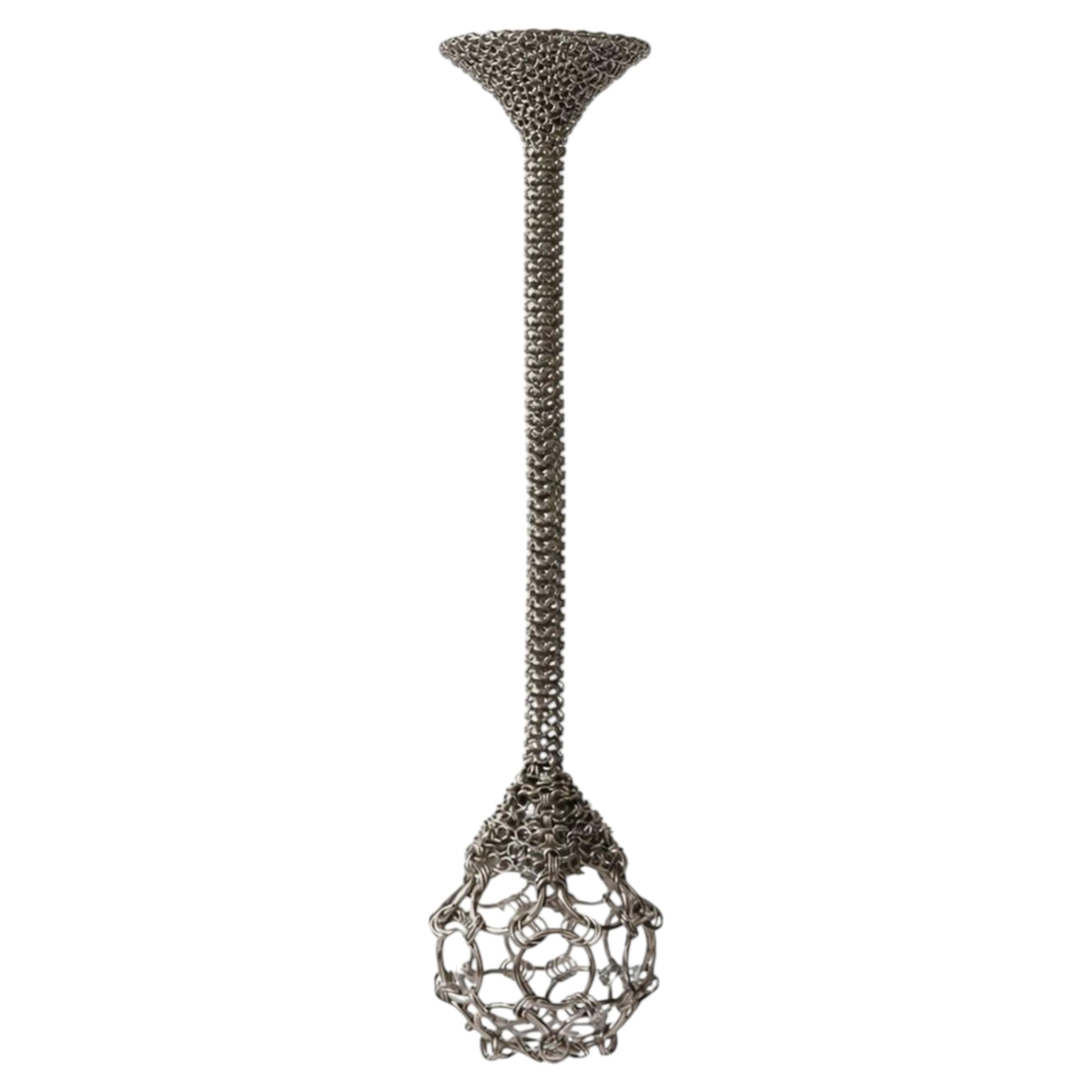 Lampadario a sospensione, goccia in maglia metallica intrecciata a mano, 60 cm, acciaio, Panoramma, Messico in vendita