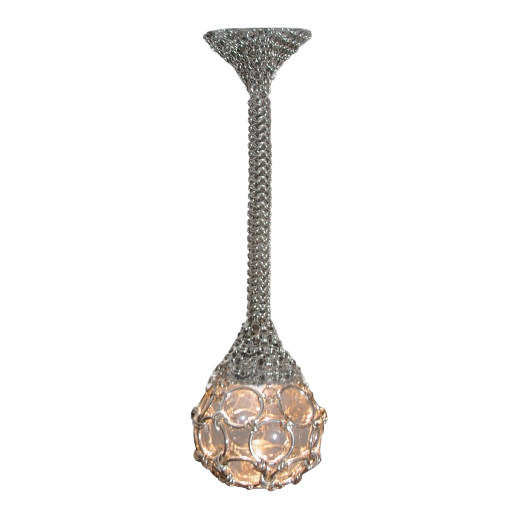 Single-Pendant Chainmail Droplet Sculptural Chandelier 80 cm
