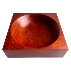 Single Piece "Circle in the Square" Teak Bowl, Artist Unknown, 1970's Single Piece "Circle in the Square" Teak Bowl, Artist Unknown, 1970's