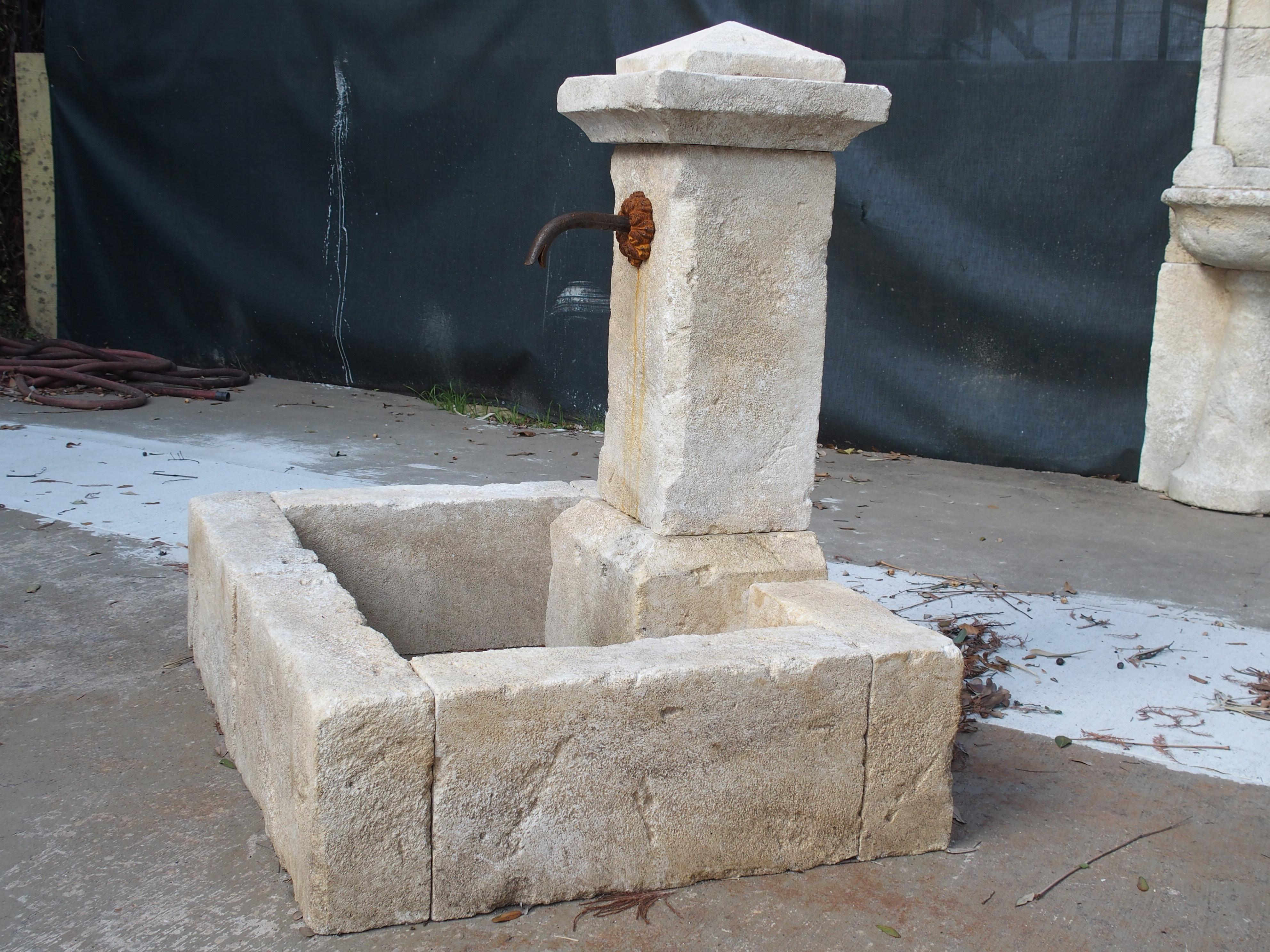 Single Pillar French Limestone Fountain from Provence 4
