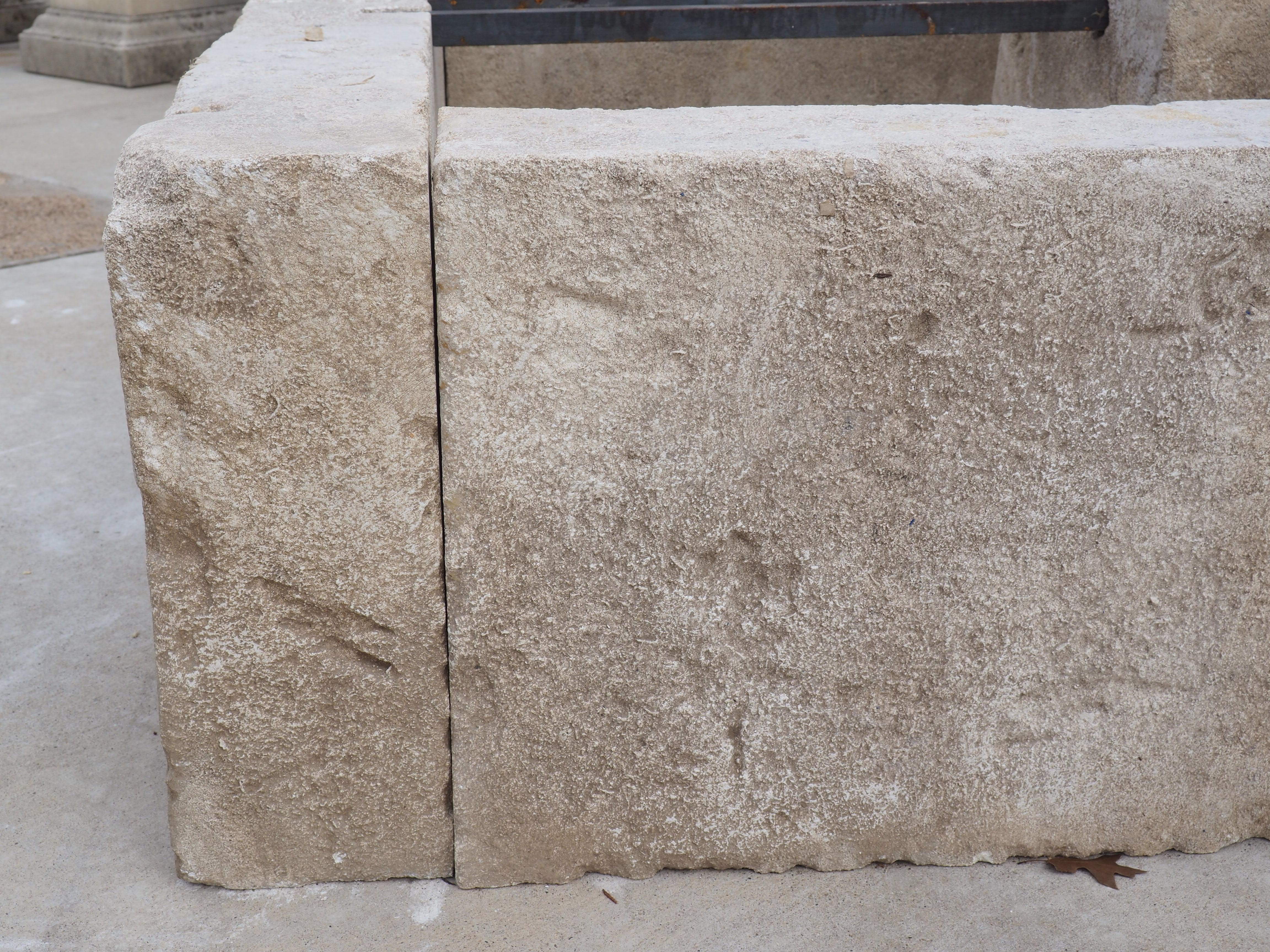 Hand-Carved Single Pillar Provençale Garden Fountain in Carved Limestone