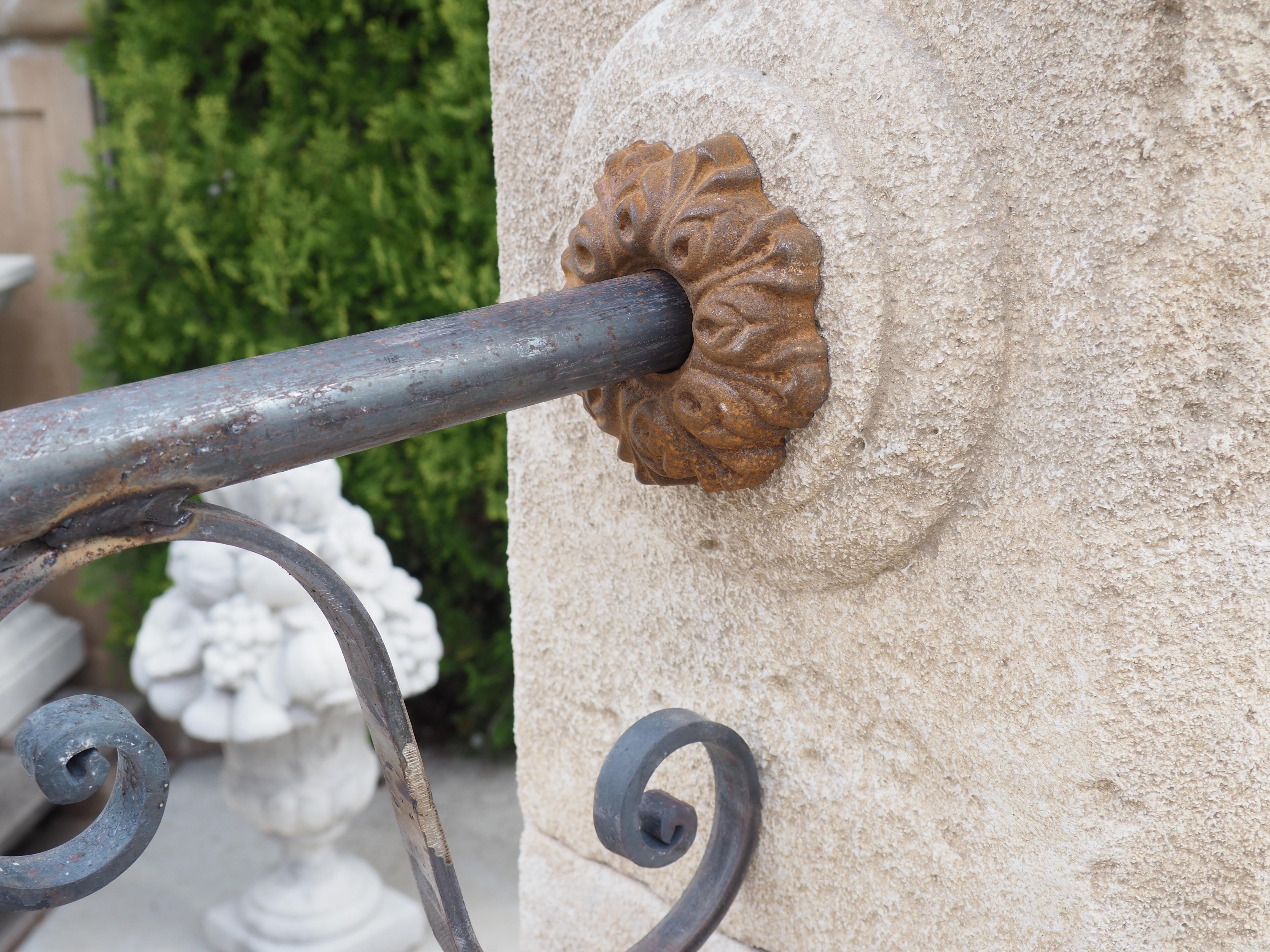 Contemporary Single Pillar Provençale Garden Fountain in Carved Limestone