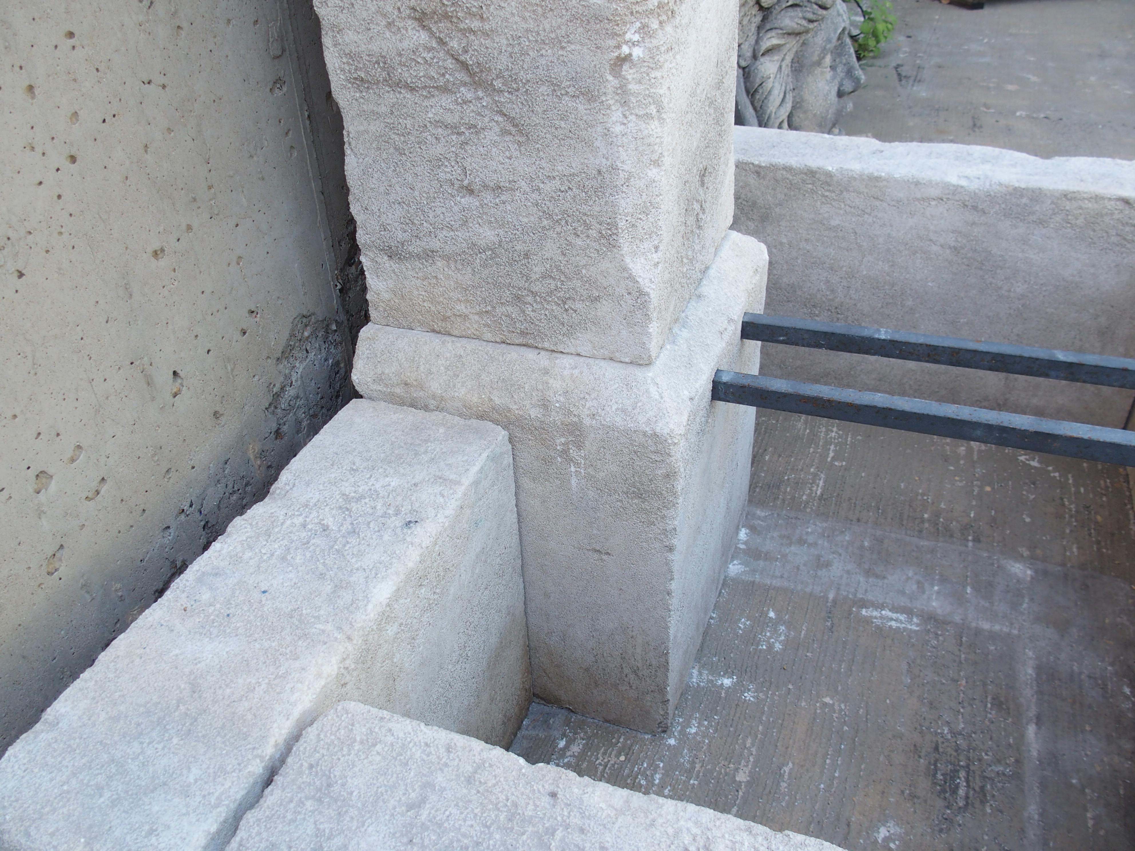 Single Pillar Rectangular Provencale Wall Fountain in Carved Limestone For Sale 2
