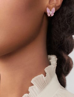 Zertifizierter Van Cleef & Arpels 18k Gold Rosa Saphir Schmetterling Ohrring