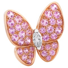 Zertifizierter Van Cleef & Arpels 18k Gold Rosa Saphir Schmetterling Ohrring