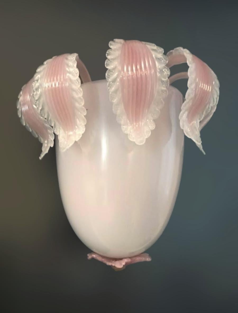 Mid-Century Modern Single Pink Murano Sconce  For Sale