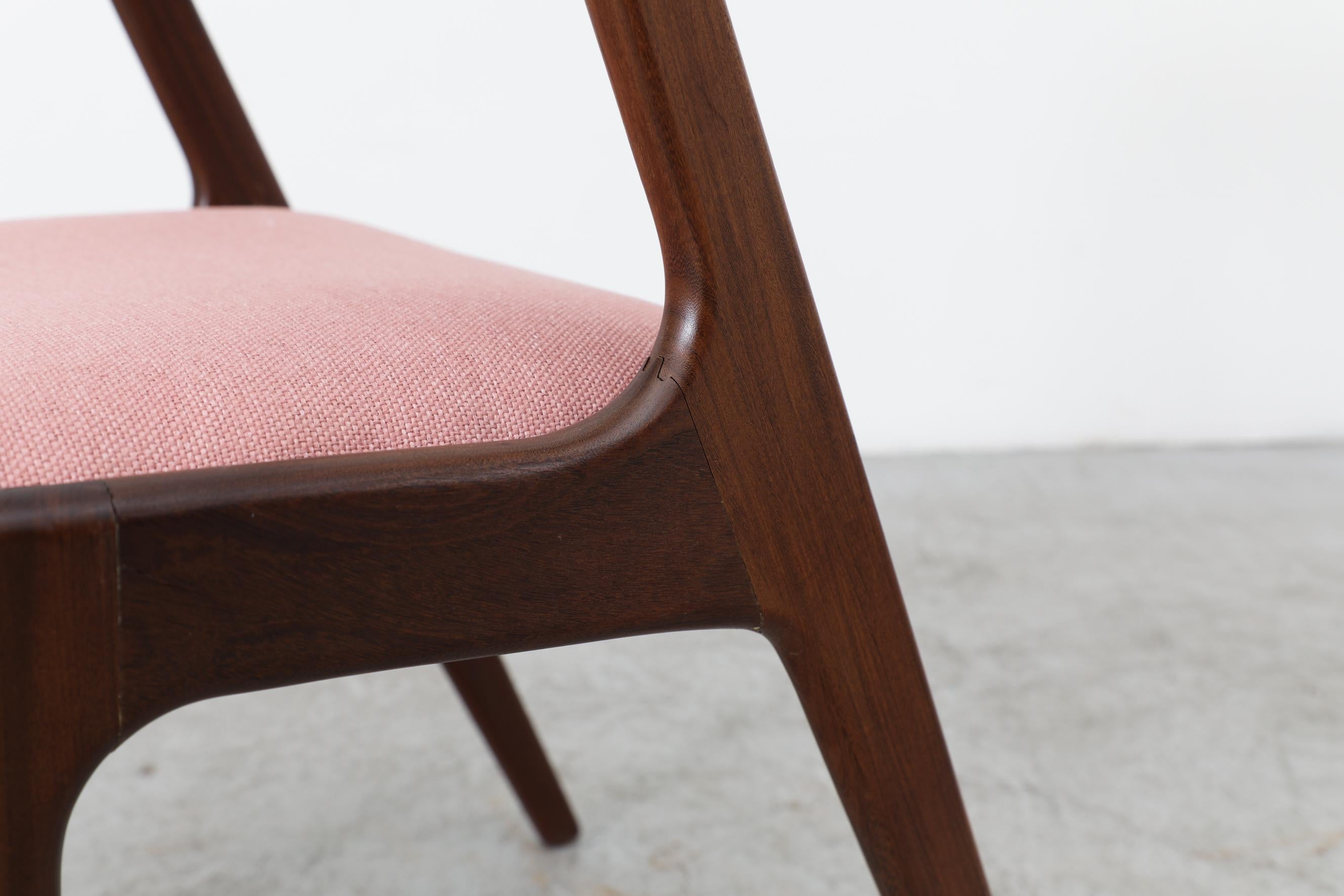 Single Pink Upholstered Kai Kristiansen Chair In Good Condition In Los Angeles, CA