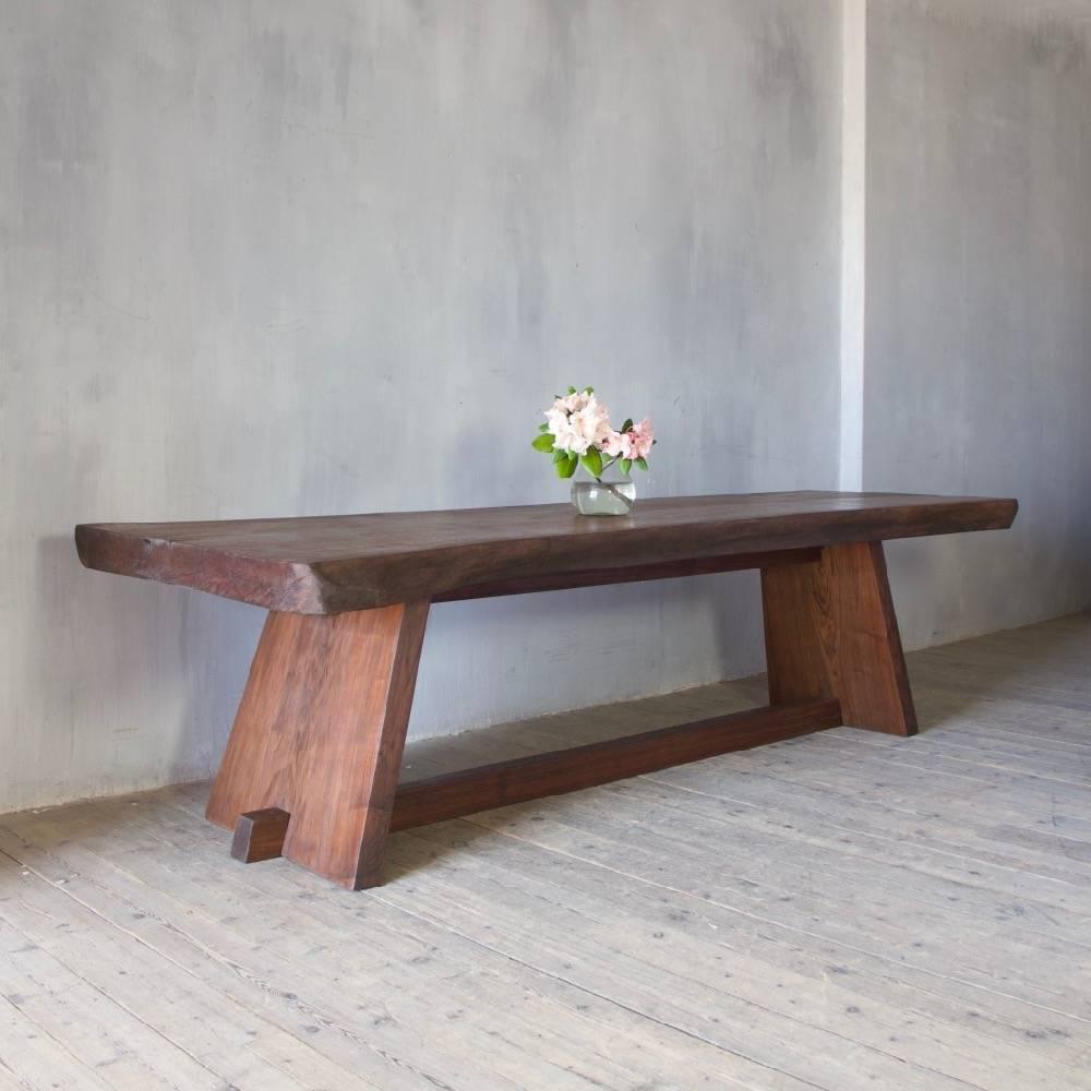 A wonderful single plank top English walnut dining table. Contemporary.
