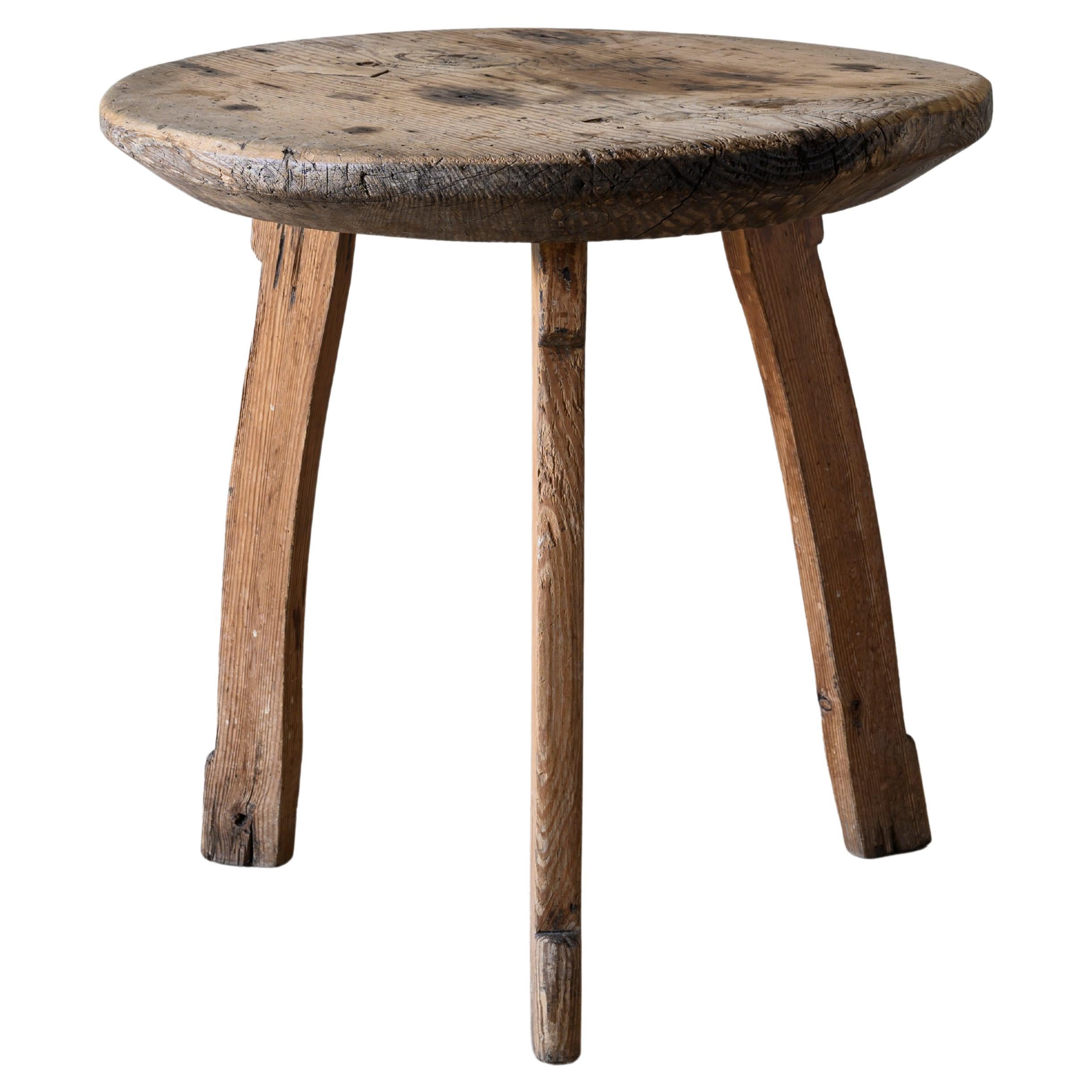 Single Plank Swedish Folk Art Tripod Table
