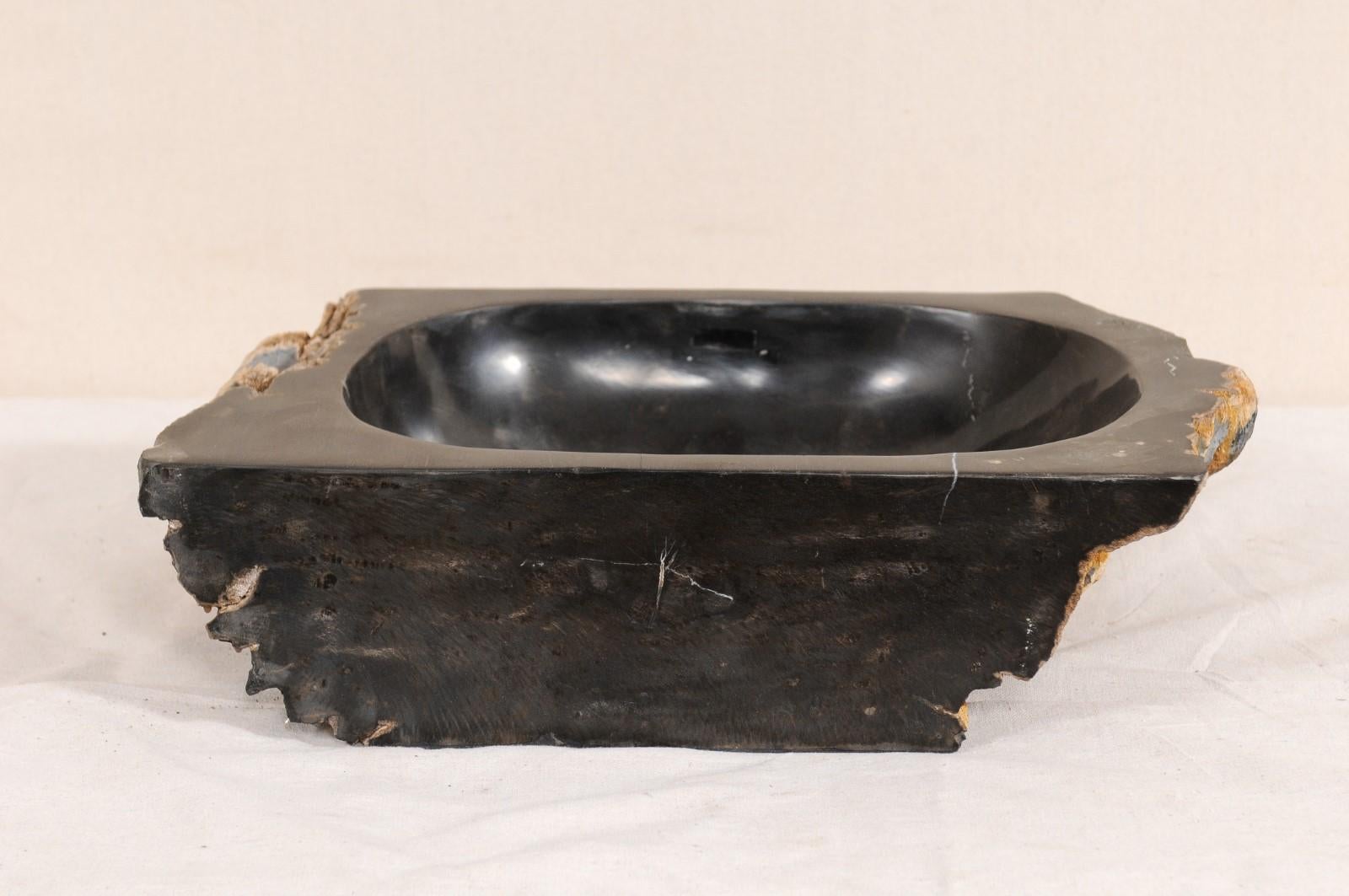 Single Polished Black Petrified Wood Sink 4