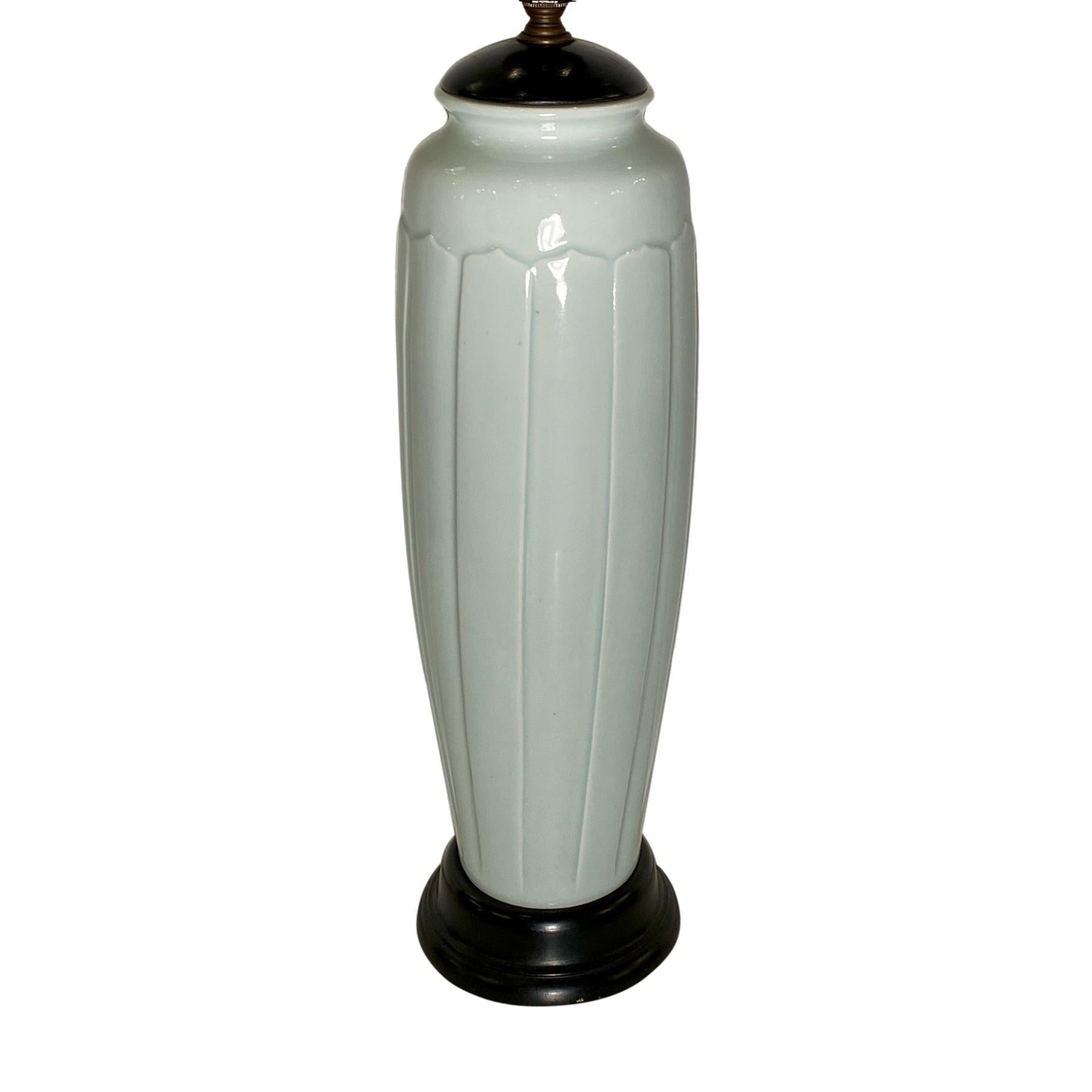 Mid-20th Century Single Porcelain Lamp For Sale