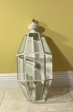 Handcrafted Brass Wall Lantern, Contemporary Design, White Finish, USA