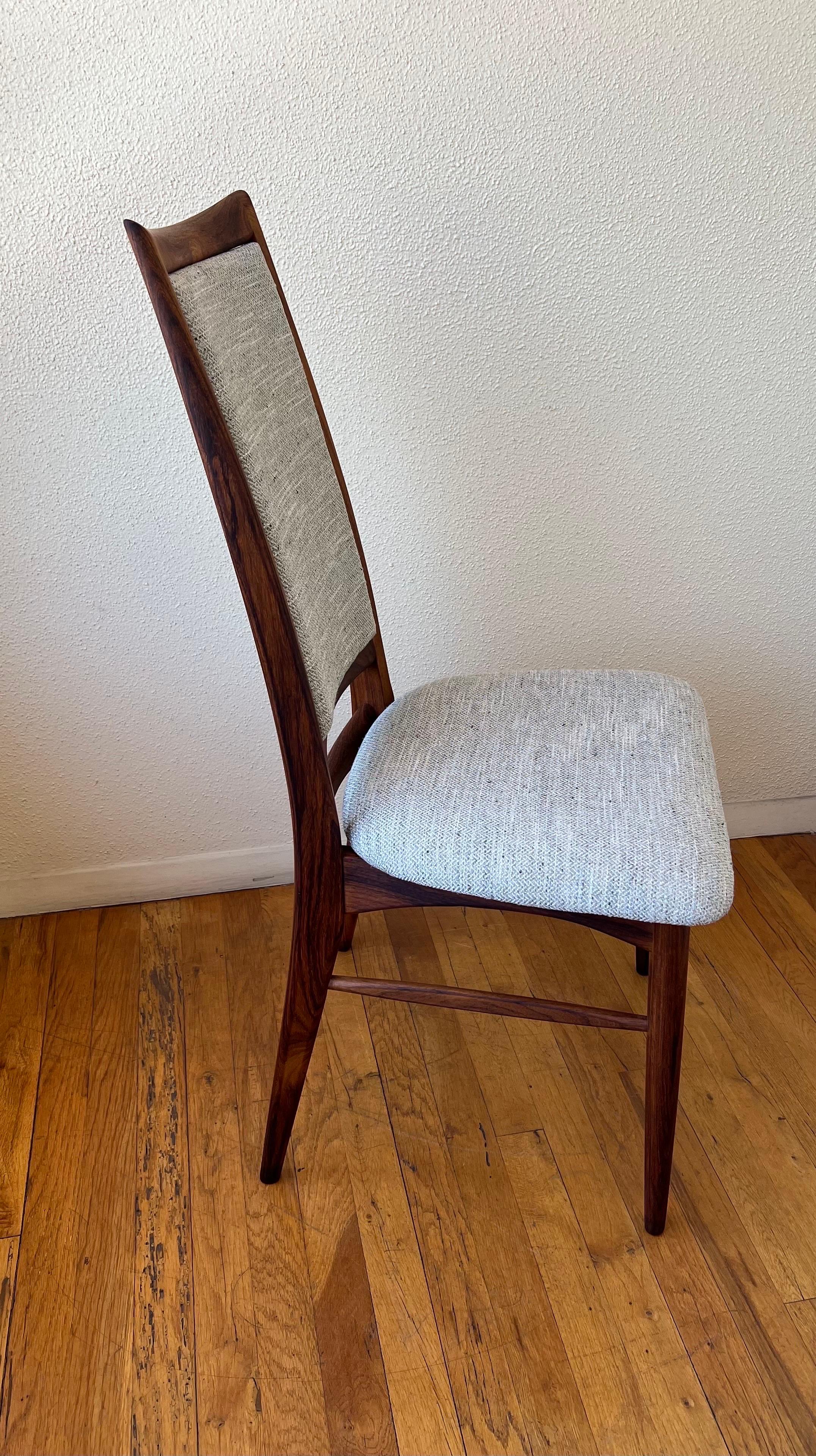 Scandinavian Modern Single Rare Solid Rosewood Danish Modern Niels Koefoed Desk Chair For Sale
