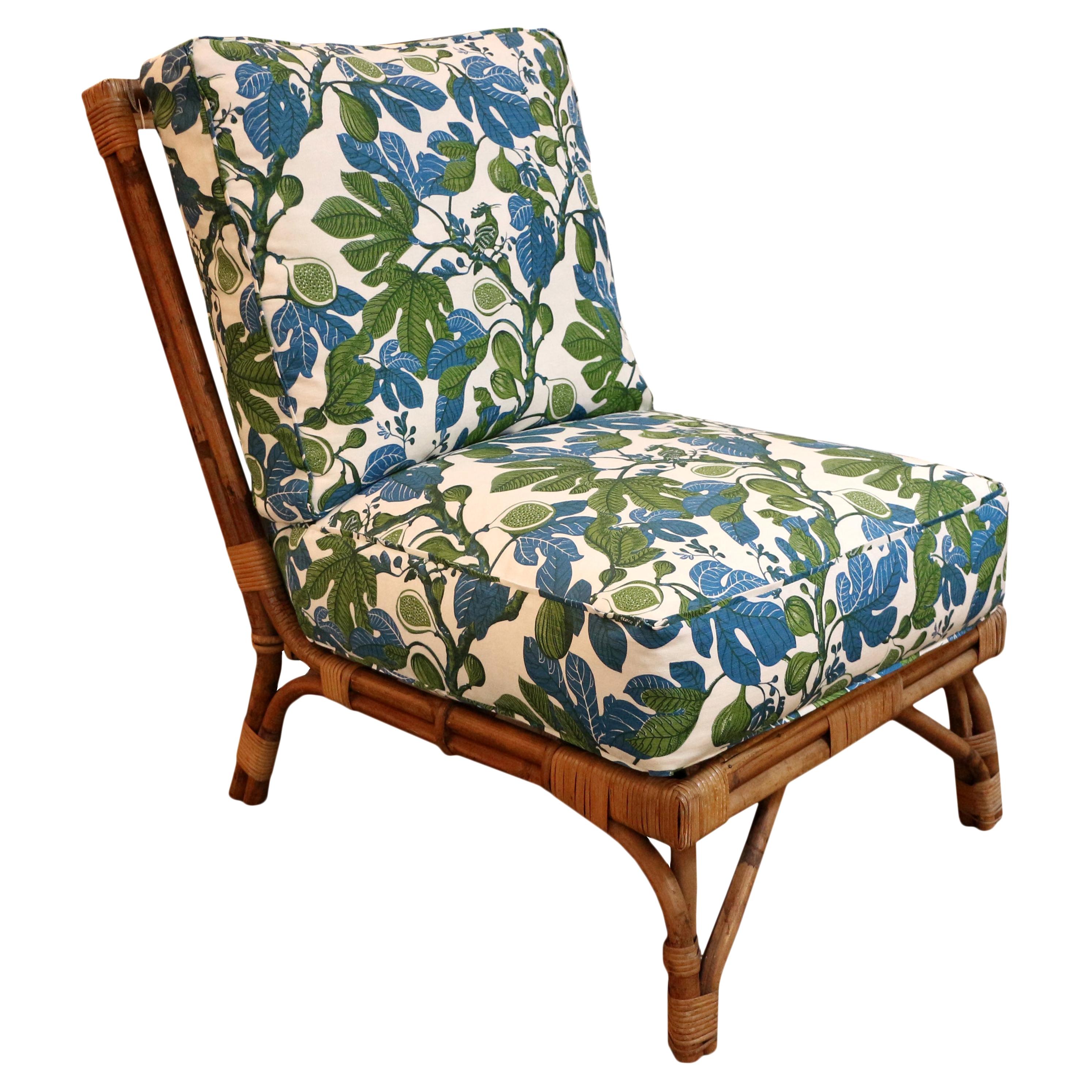 Single Rattan Slipper Chair For Sale