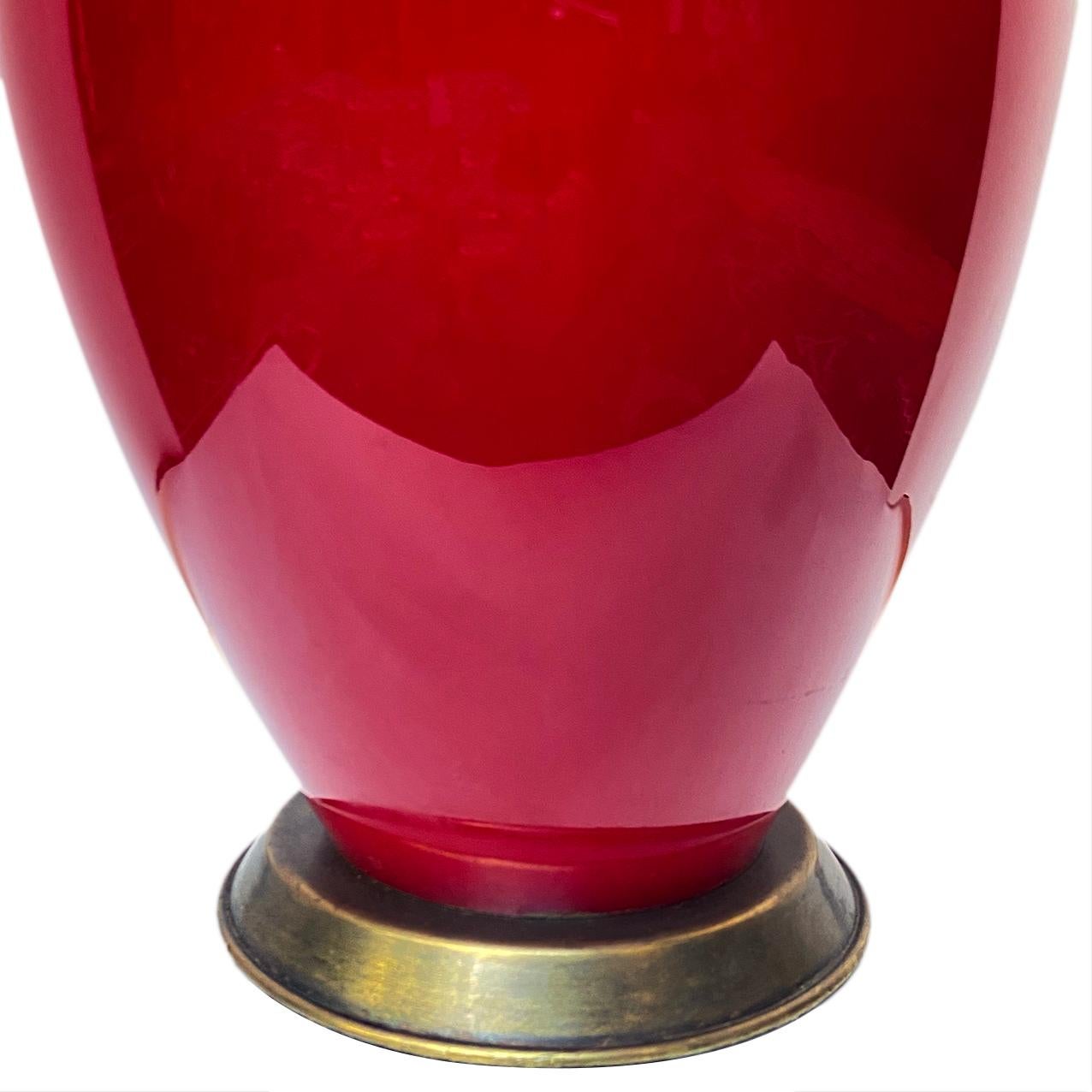 vintage red glass lamp