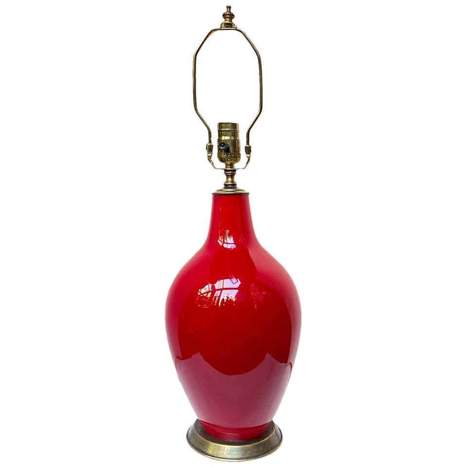 Single Red Blown Glass Lamp For Sale at 1stDibs
