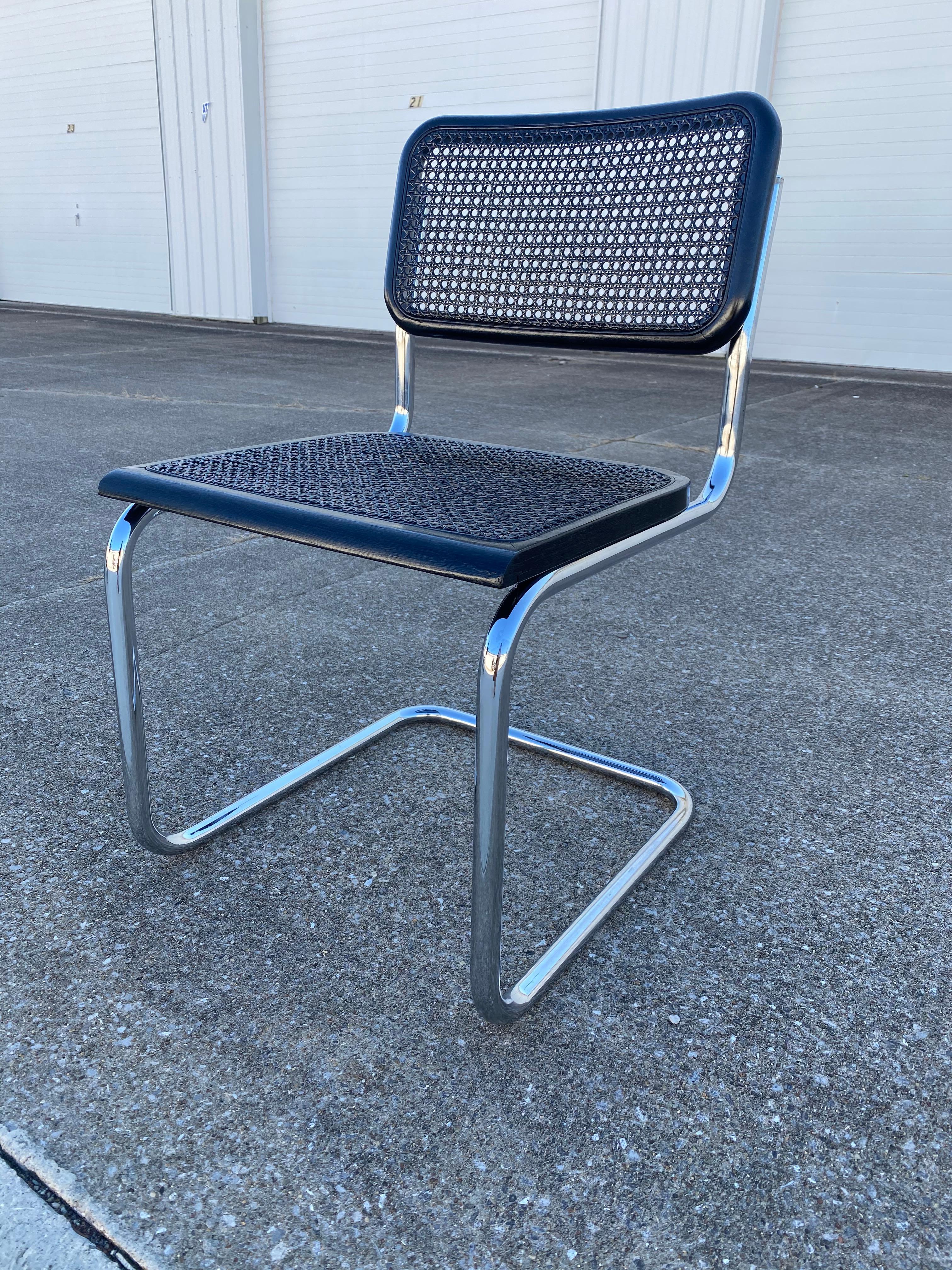 Einzelner überholter Cane Cesca Stuhl in Schwarz (Metall) im Angebot